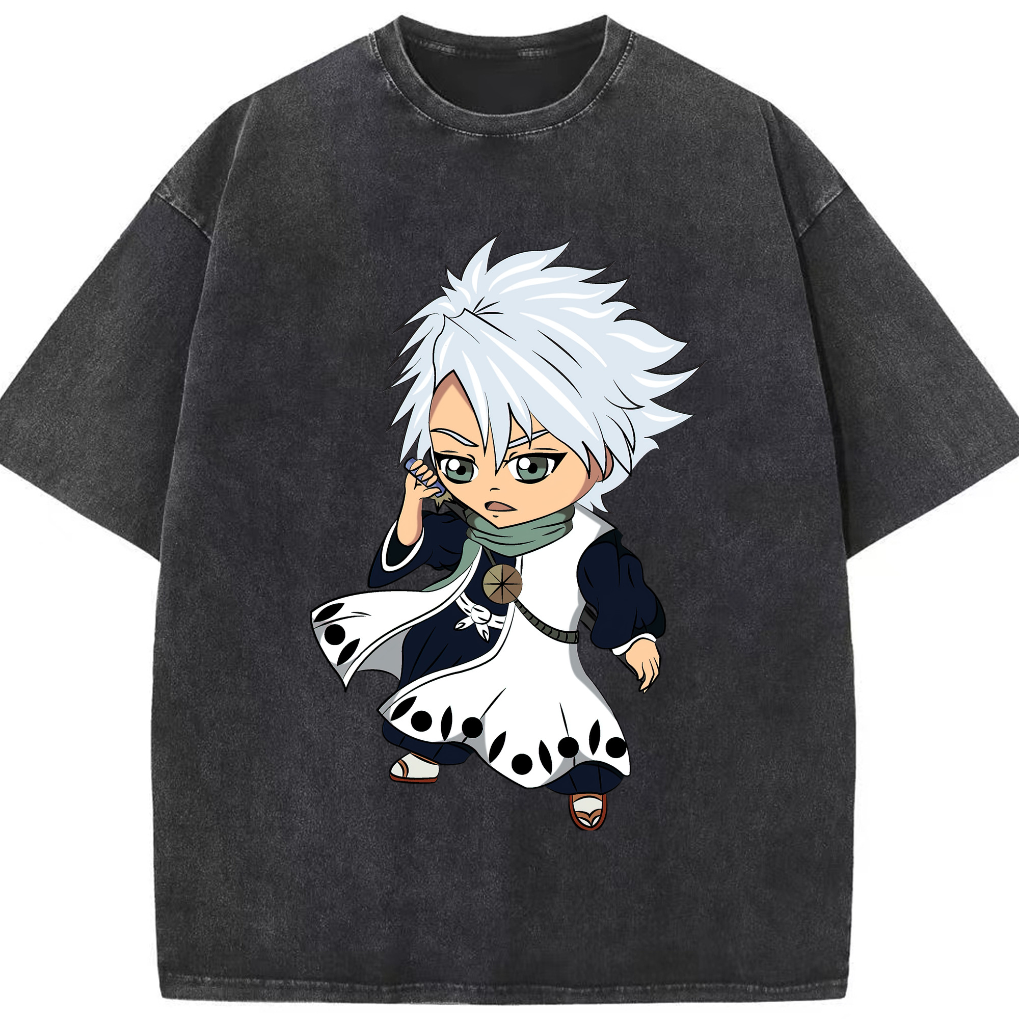 （画像用） ブリーチ 日番谷冬獅郎（ひつがや とうしろう） BLEACH Hitsugaya Toushirou 綿100% ヴィンテージ風 半袖Tシャツ（フロントプリント）