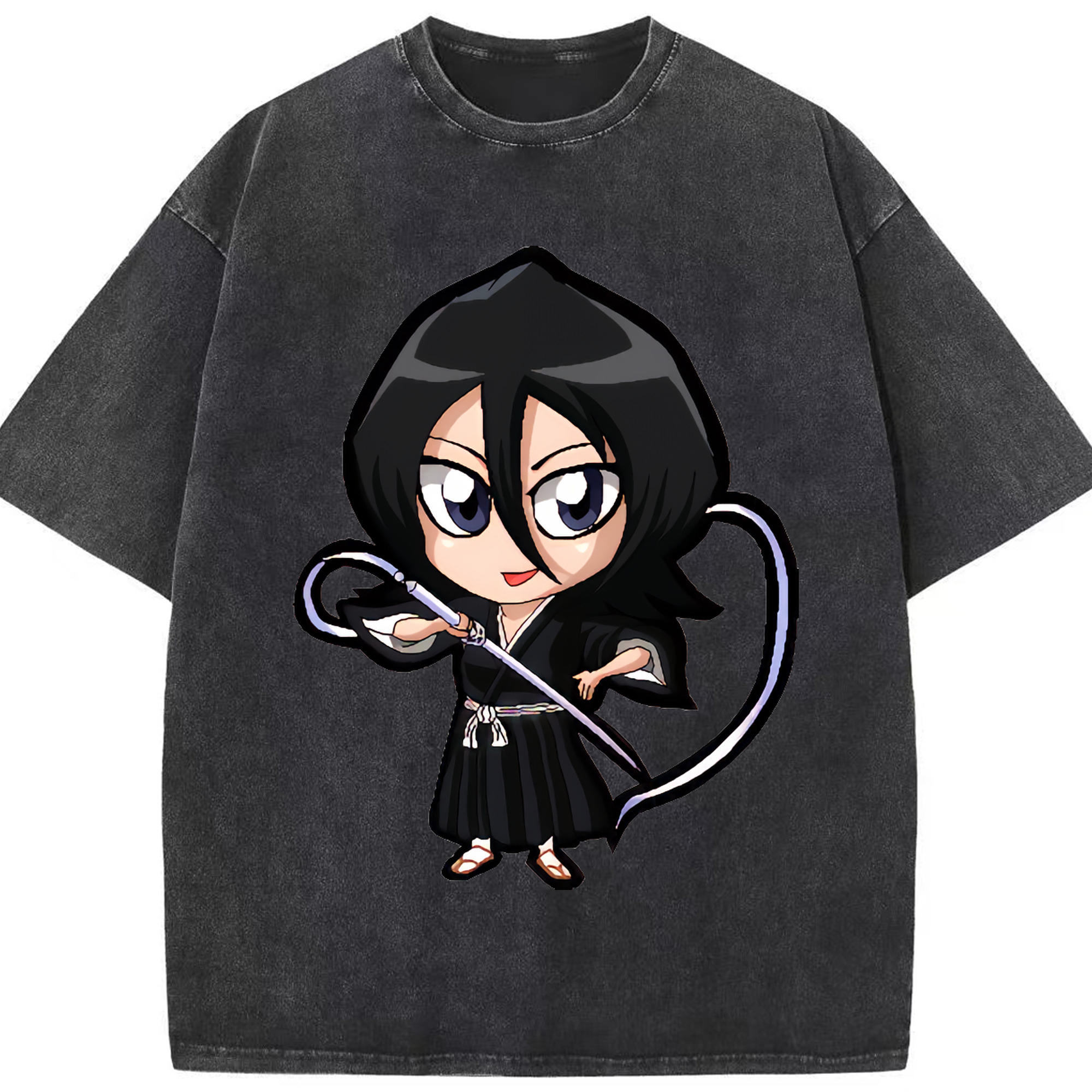 （画像用） ブリーチ 朽木ルキア BLEACH Kuchiki Rukia 綿100% ヴィンテージ風 半袖Tシャツ（フロントプリント）