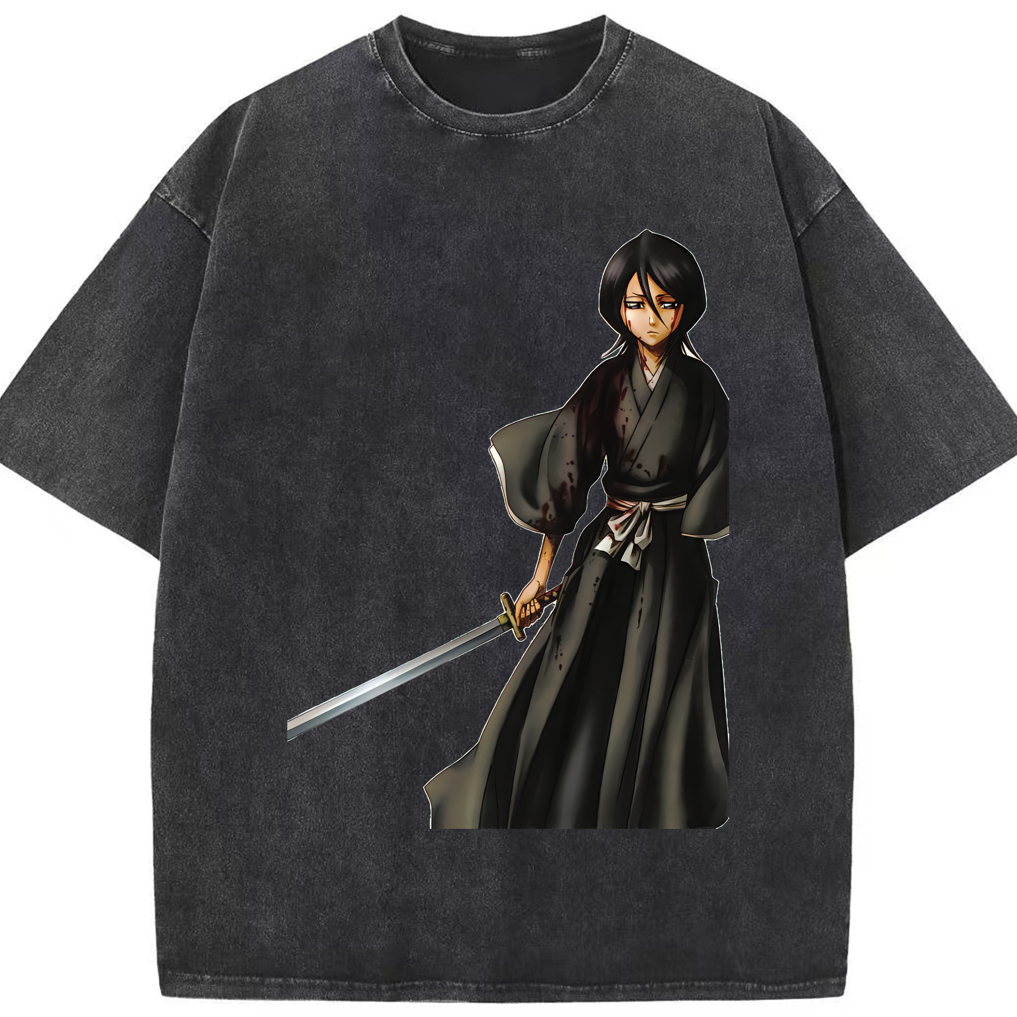 （画像用） ブリーチ 朽木ルキア BLEACH Kuchiki Rukia 綿100% ヴィンテージ風 半袖Tシャツ（フロントプリント）