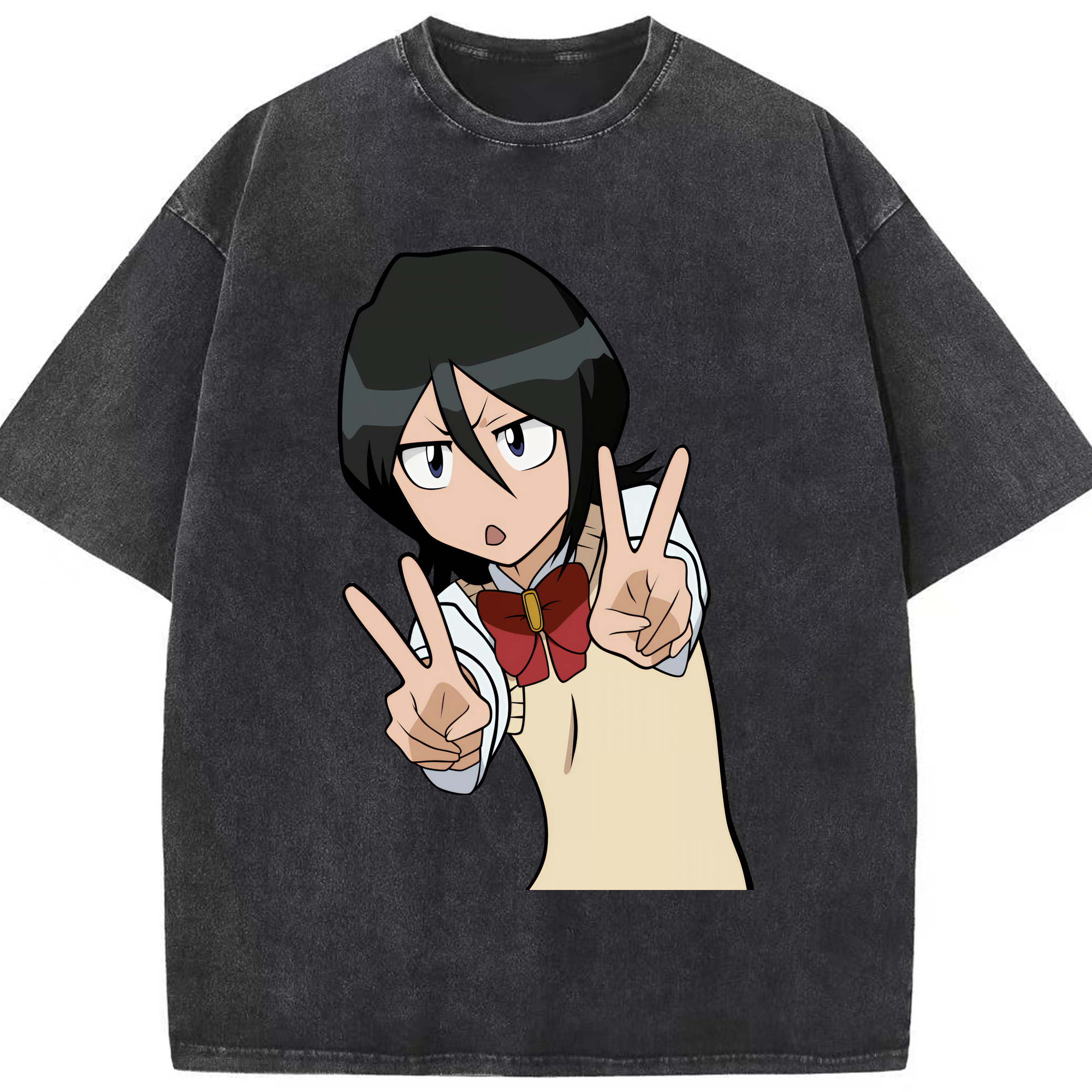 （画像用） ブリーチ 朽木ルキア BLEACH Kuchiki Rukia 綿100% ヴィンテージ風 半袖Tシャツ（フロントプリント）