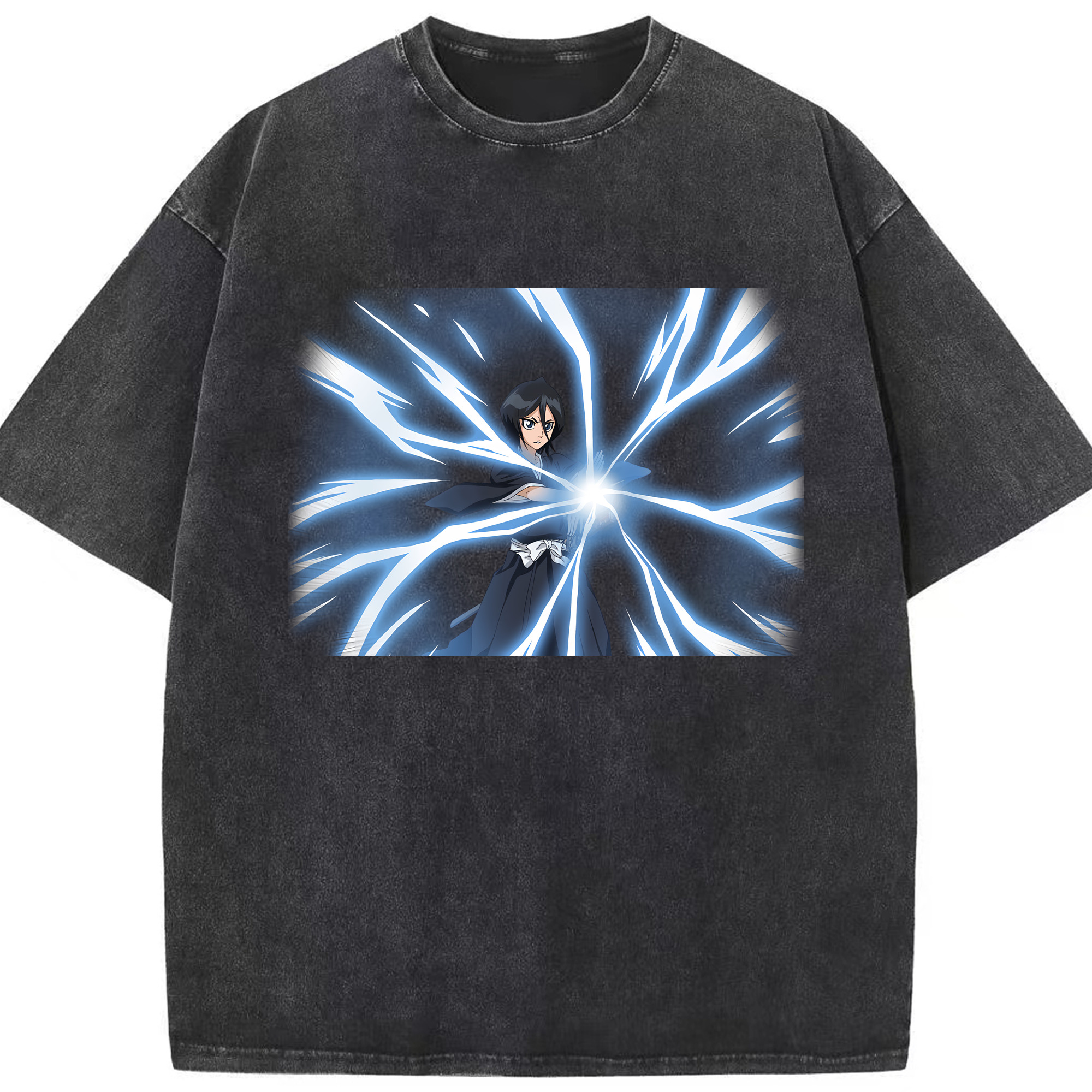 （画像用） ブリーチ 朽木ルキア BLEACH Kuchiki Rukia 綿100% ヴィンテージ風 半袖Tシャツ（フロントプリント）