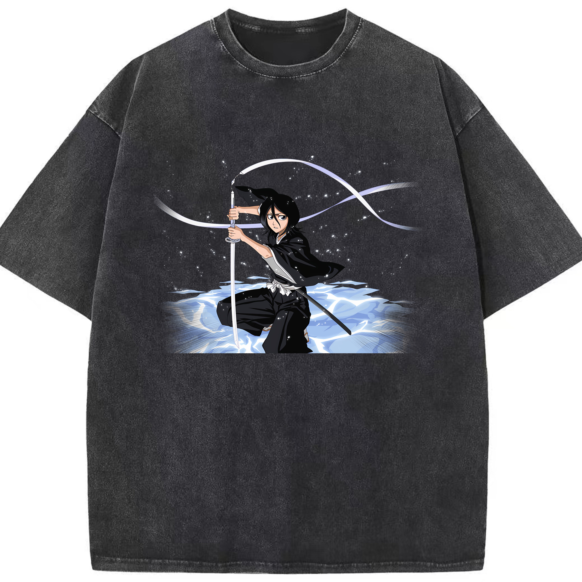 （画像用） ブリーチ 朽木ルキア BLEACH Kuchiki Rukia 綿100% ヴィンテージ風 半袖Tシャツ（フロントプリント）