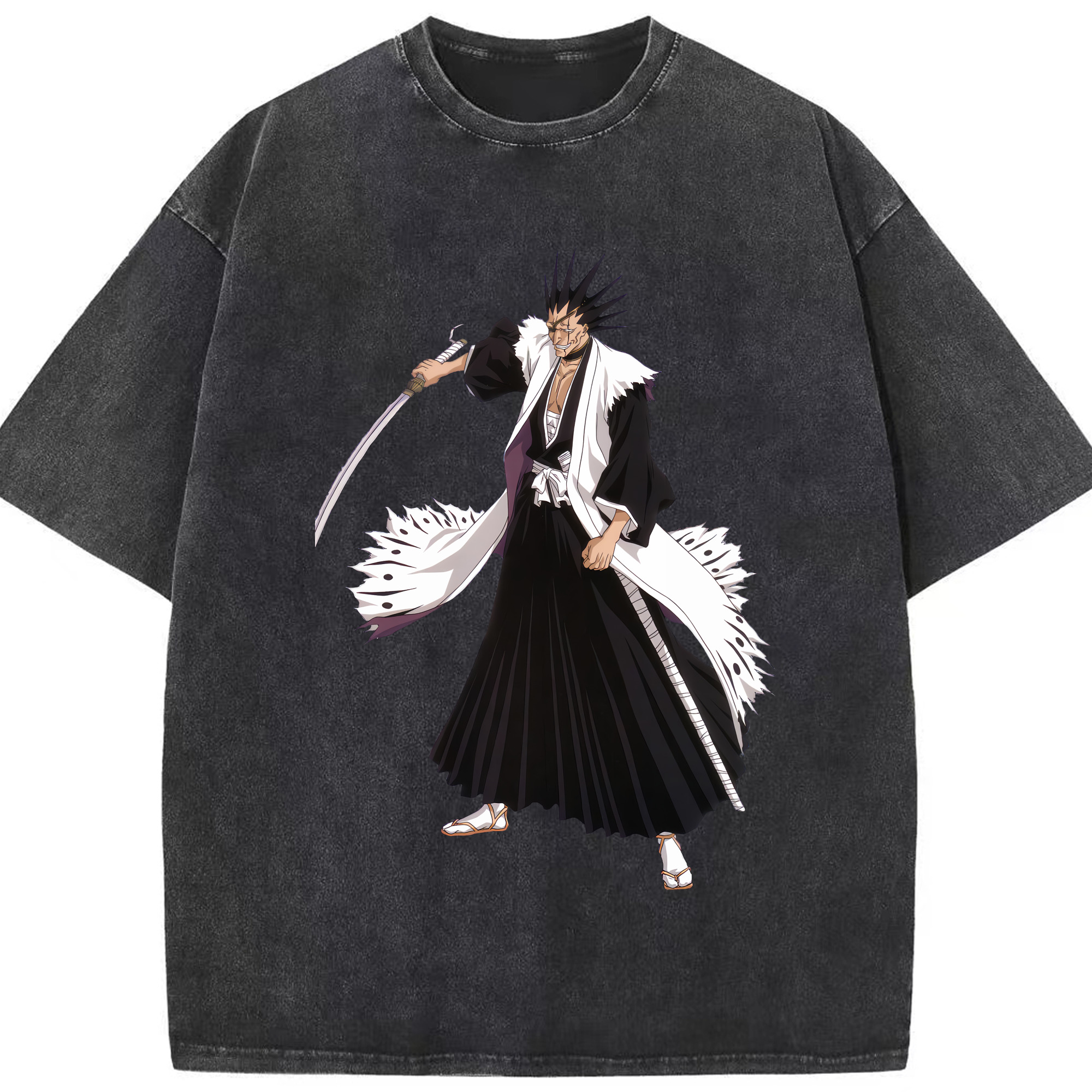 （画像用） ブリーチ ざらき けんぱち BLEACH Zaraki Kenpachi 綿100% ヴィンテージ風 半袖Tシャツ（フロントプリント）