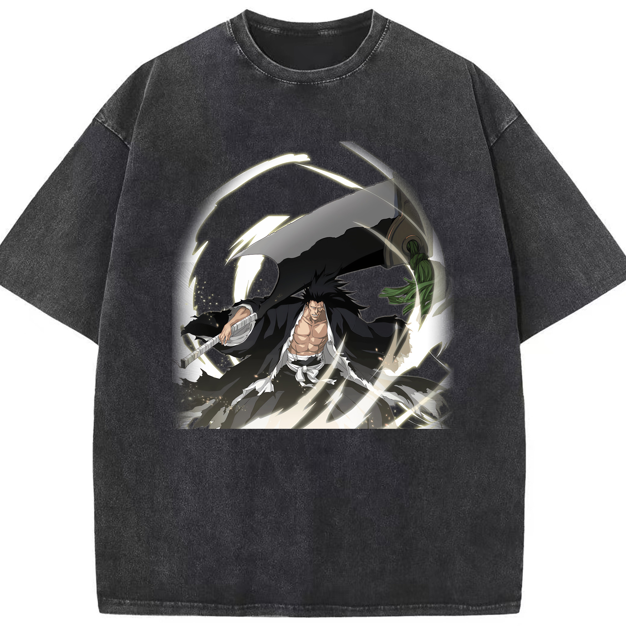 （画像用） ブリーチ ざらき けんぱち BLEACH Zaraki Kenpachi 綿100% ヴィンテージ風 半袖Tシャツ（フロントプリント）