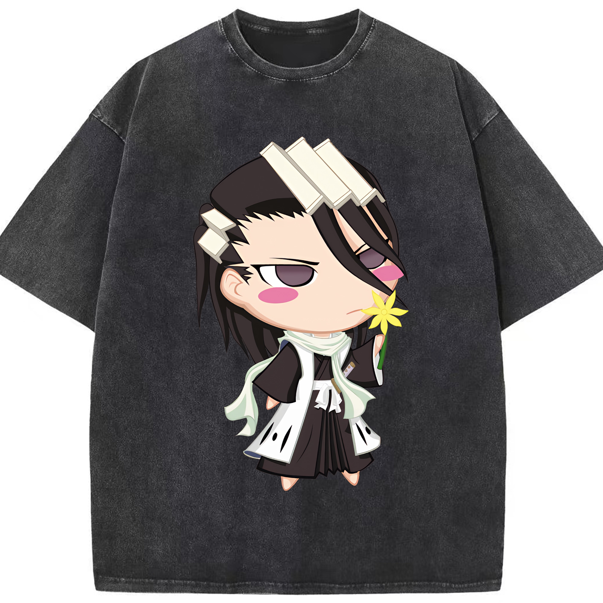 （画像用） ブリーチ くちき びゃくや BLEACH Kuchiki Byakuya 綿100% ヴィンテージ風 半袖Tシャツ（フロントプリント）