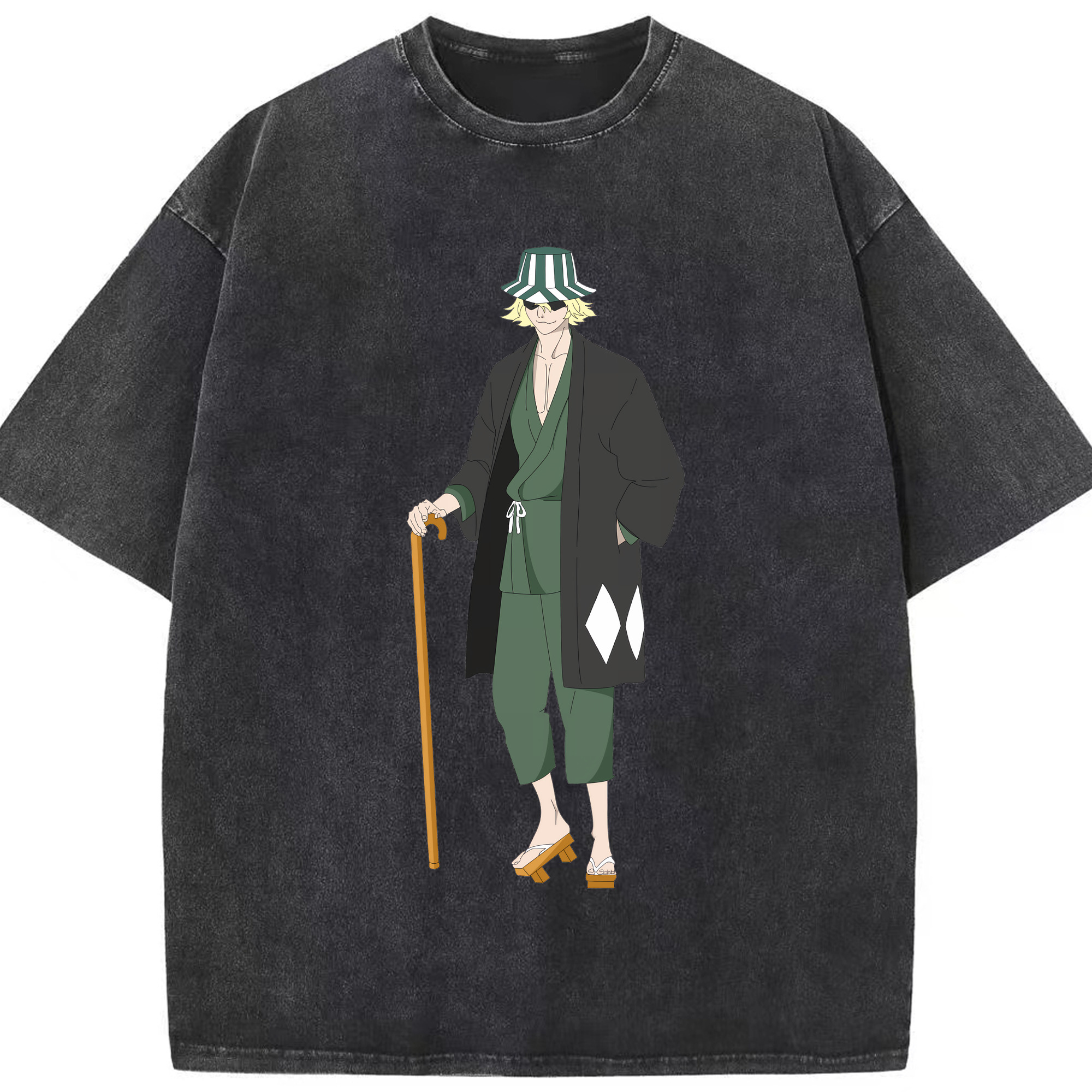 （画像用） "ブリーチ 浦原 喜助（うらはら きすけ） BLEACH Urahara Kisuke " 綿100% ヴィンテージ風 半袖Tシャツ（フロントプリント）