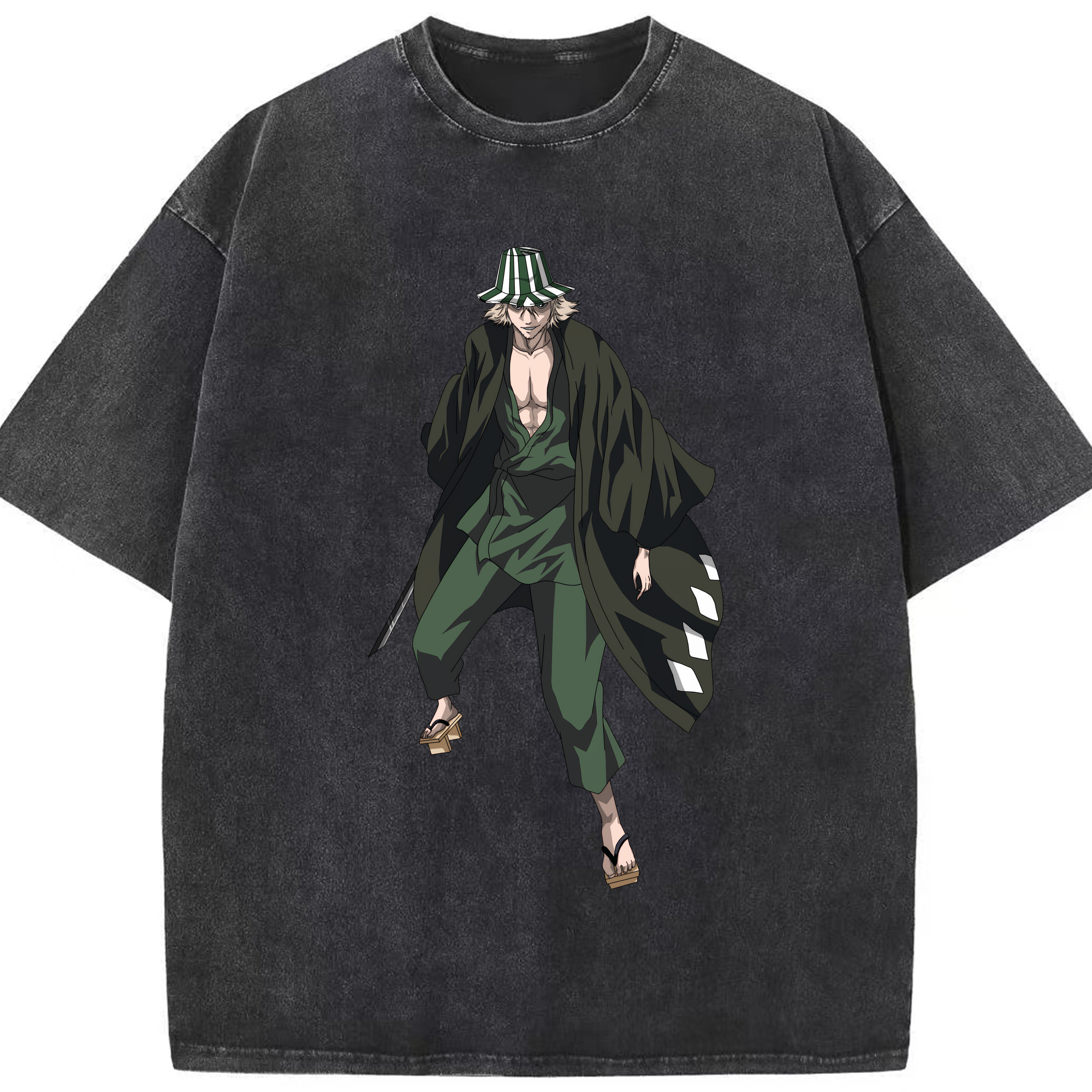（画像用） "ブリーチ 浦原 喜助（うらはら きすけ） BLEACH Urahara Kisuke " 綿100% ヴィンテージ風 半袖Tシャツ（フロントプリント）