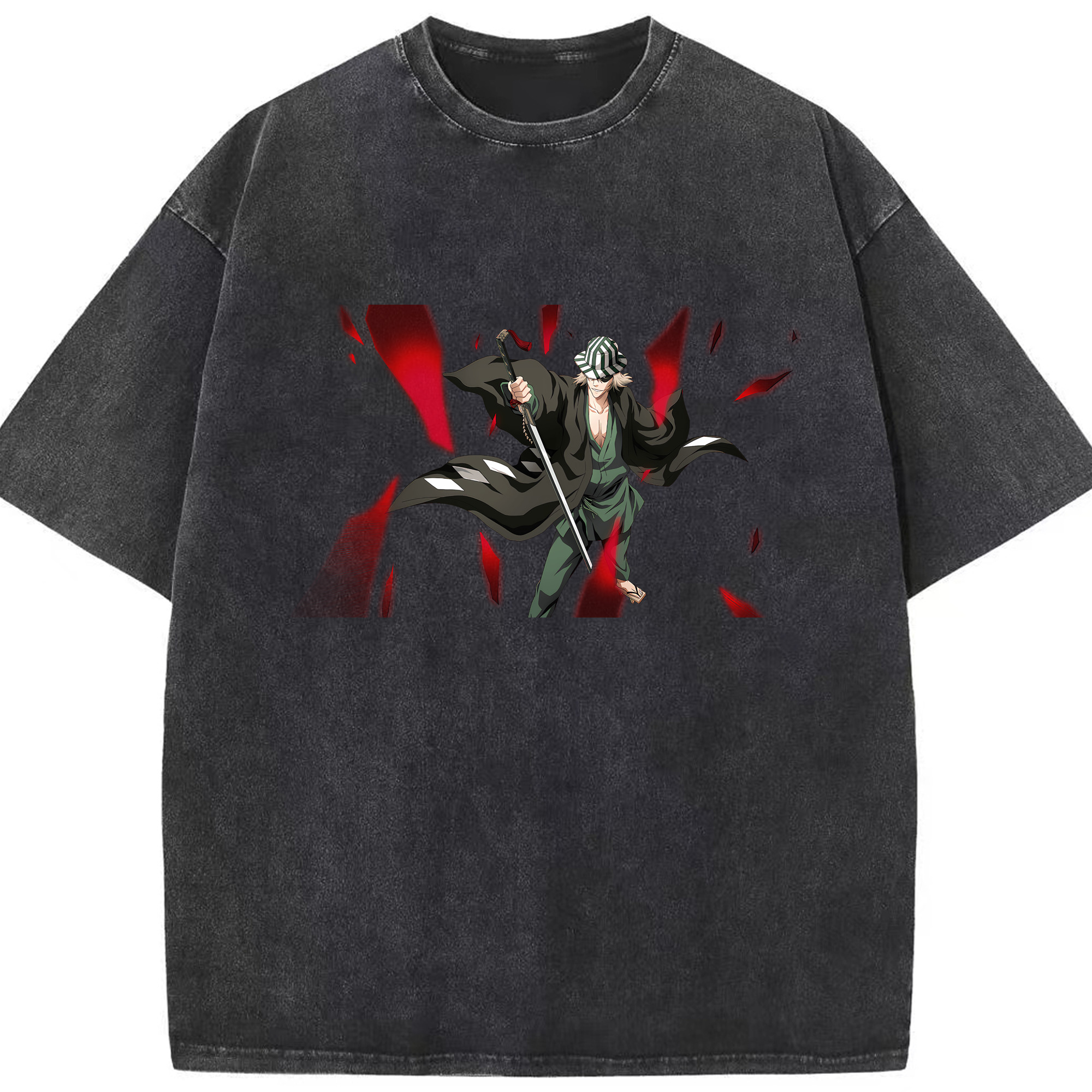 （画像用） "ブリーチ 浦原 喜助（うらはら きすけ） BLEACH Urahara Kisuke " 綿100% ヴィンテージ風 半袖Tシャツ（フロントプリント）