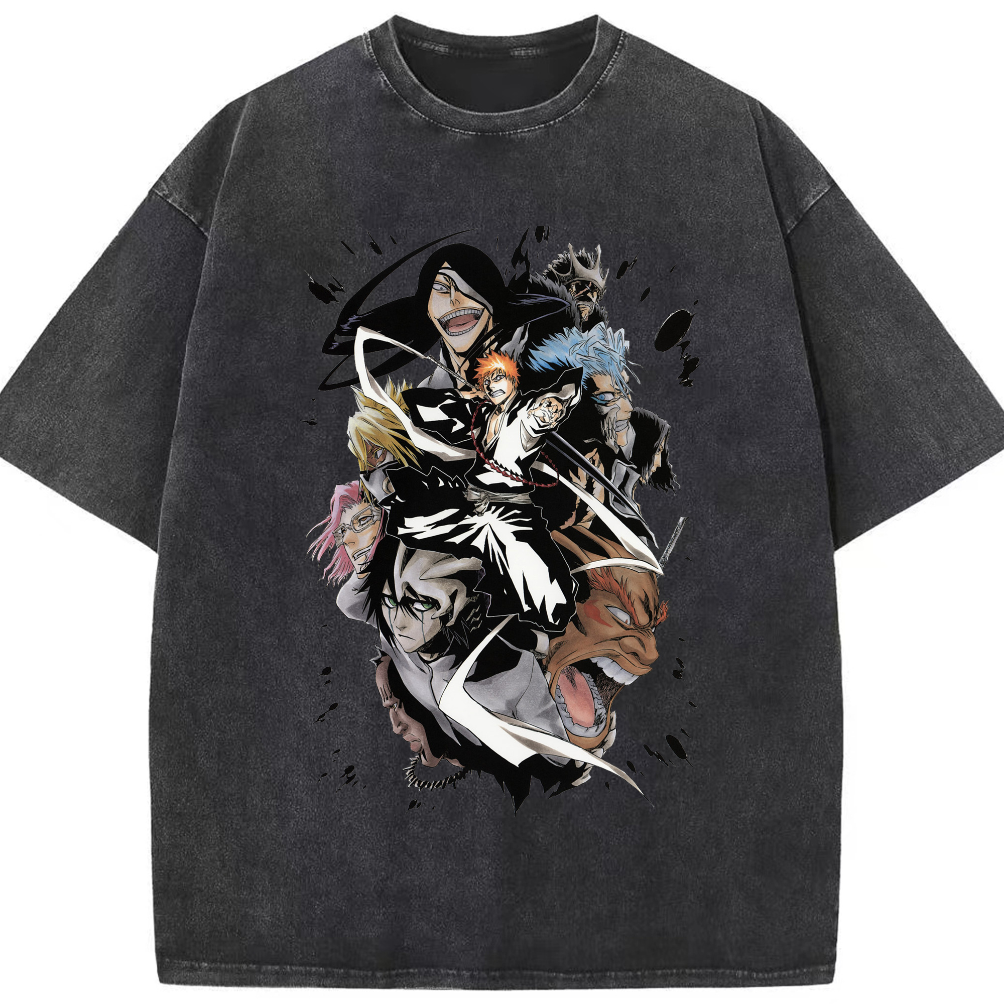 （画像用） ブリーチ 黒崎一護（くろさき いちご）BLEACH Kurosaki Ichigo 綿100% ヴィンテージ風 半袖Tシャツ（フロントプリント）