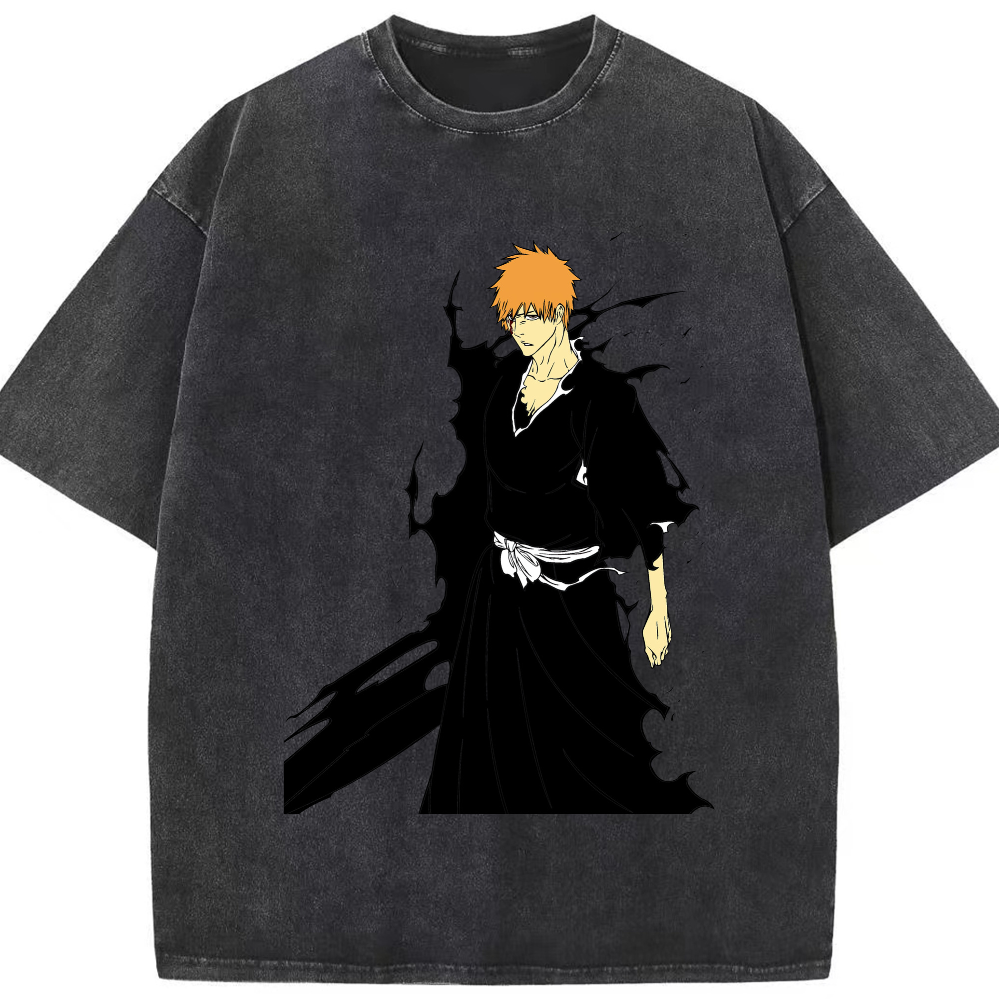 （画像用） ブリーチ 黒崎一護（くろさき いちご）BLEACH Kurosaki Ichigo 綿100% ヴィンテージ風 半袖Tシャツ（フロントプリント）