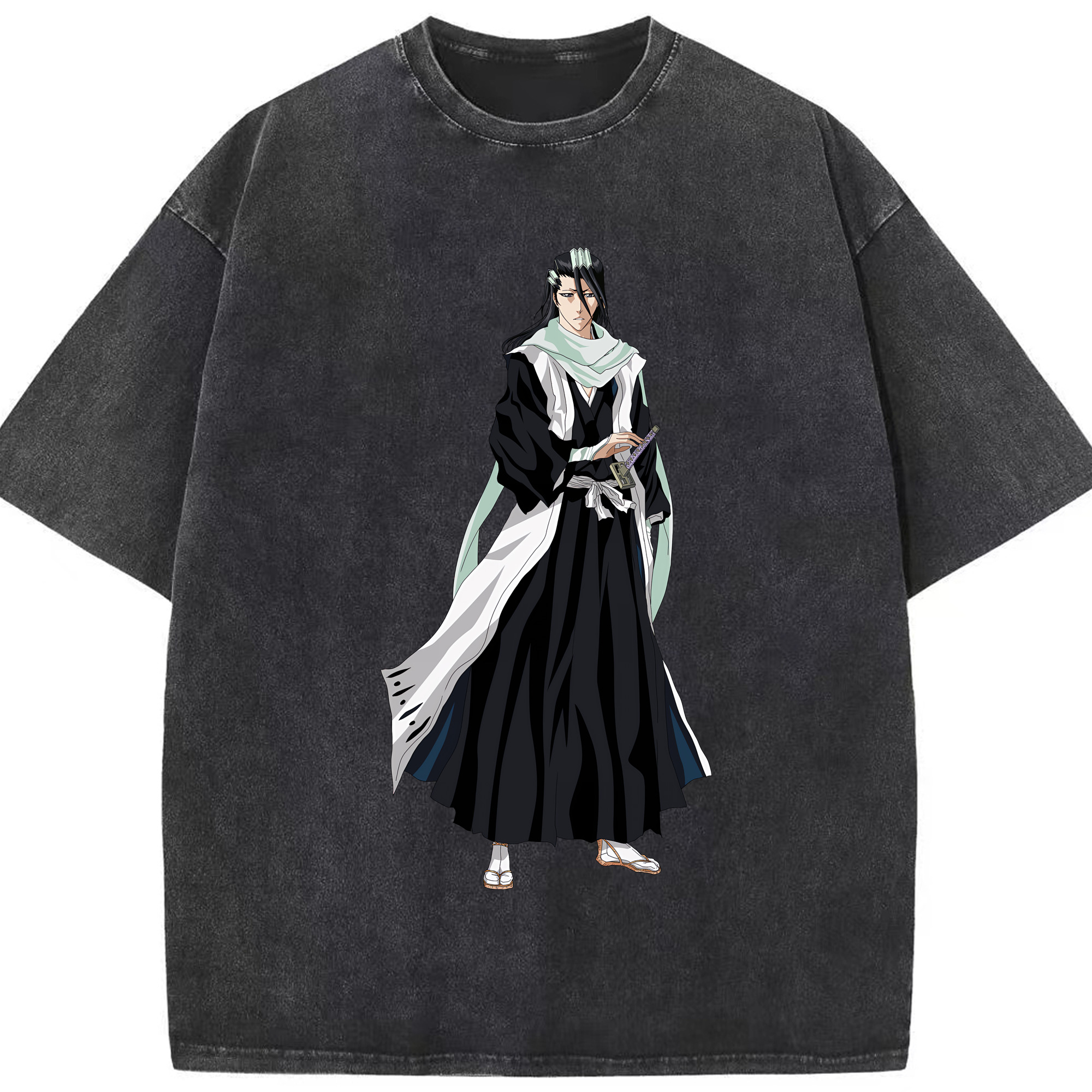 （画像用） ブリーチ くちき びゃくや BLEACH Kuchiki Byakuya 綿100% ヴィンテージ風 半袖Tシャツ（フロントプリント）
