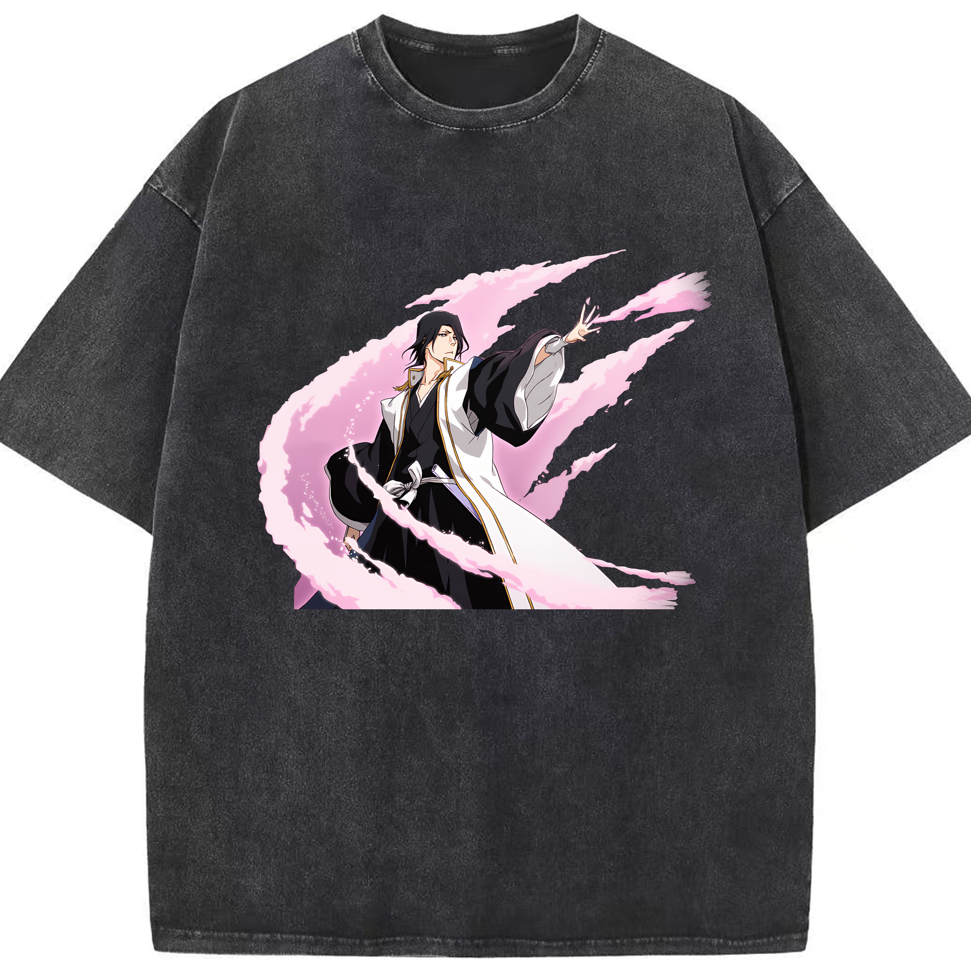 （画像用） ブリーチ くちき びゃくや BLEACH Kuchiki Byakuya 綿100% ヴィンテージ風 半袖Tシャツ（フロントプリント）