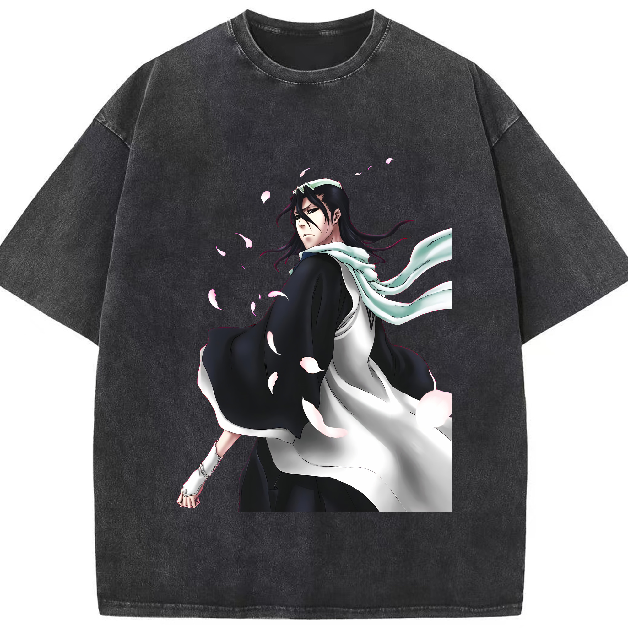 （画像用） ブリーチ くちき びゃくや BLEACH Kuchiki Byakuya 綿100% ヴィンテージ風 半袖Tシャツ（フロントプリント）