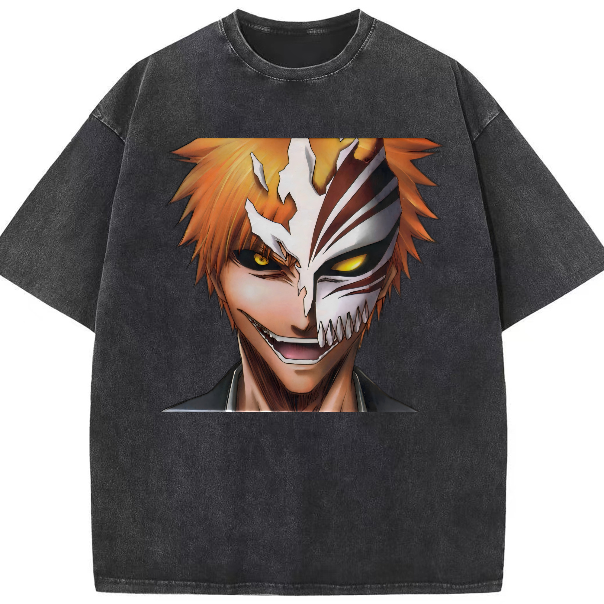 （画像用） ブリーチ 黒崎一護（くろさき いちご）BLEACH Kurosaki Ichigo 綿100% ヴィンテージ風 半袖Tシャツ（フロントプリント）