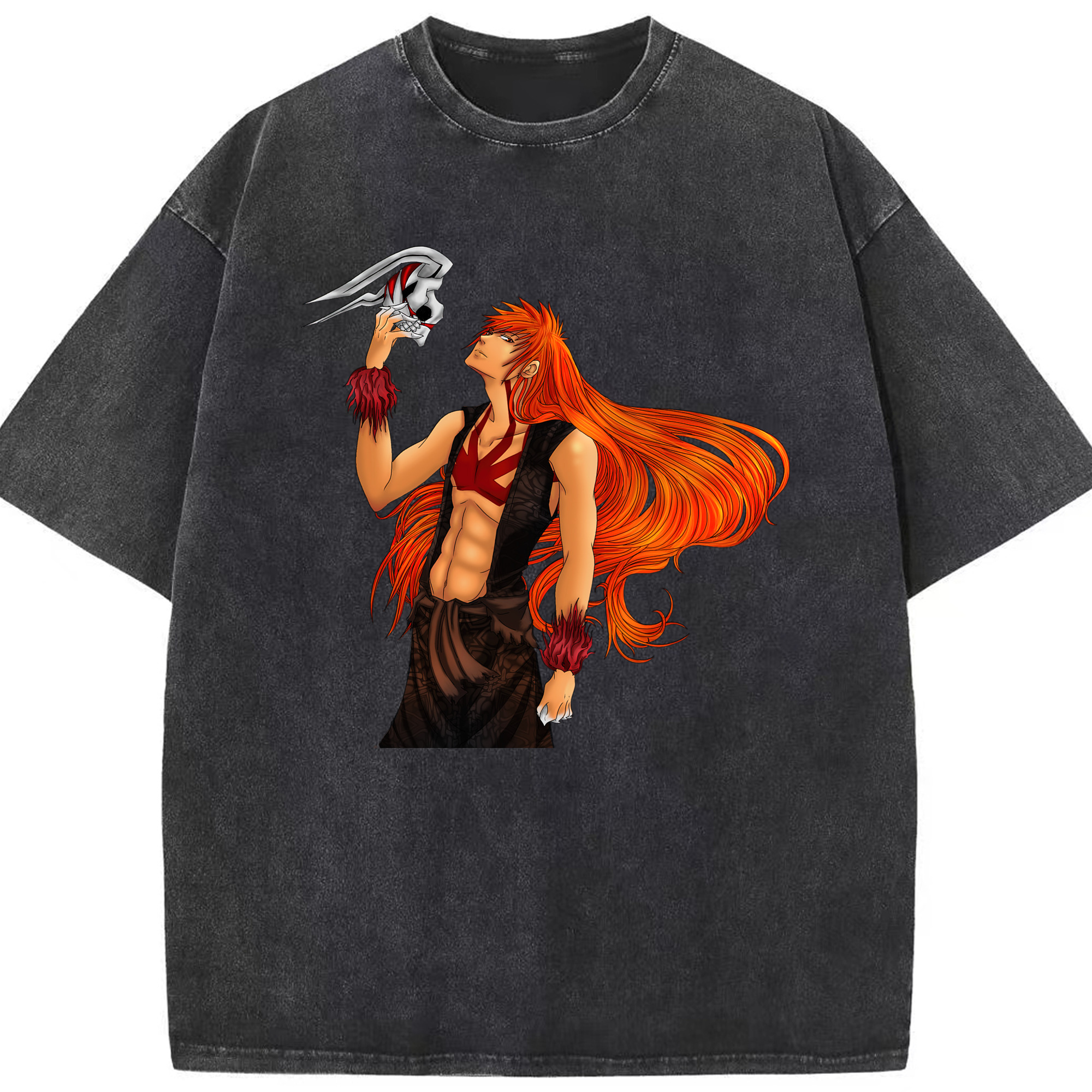 （画像用） ブリーチ 黒崎一護（くろさき いちご）BLEACH Kurosaki Ichigo 綿100% ヴィンテージ風 半袖Tシャツ（フロントプリント）