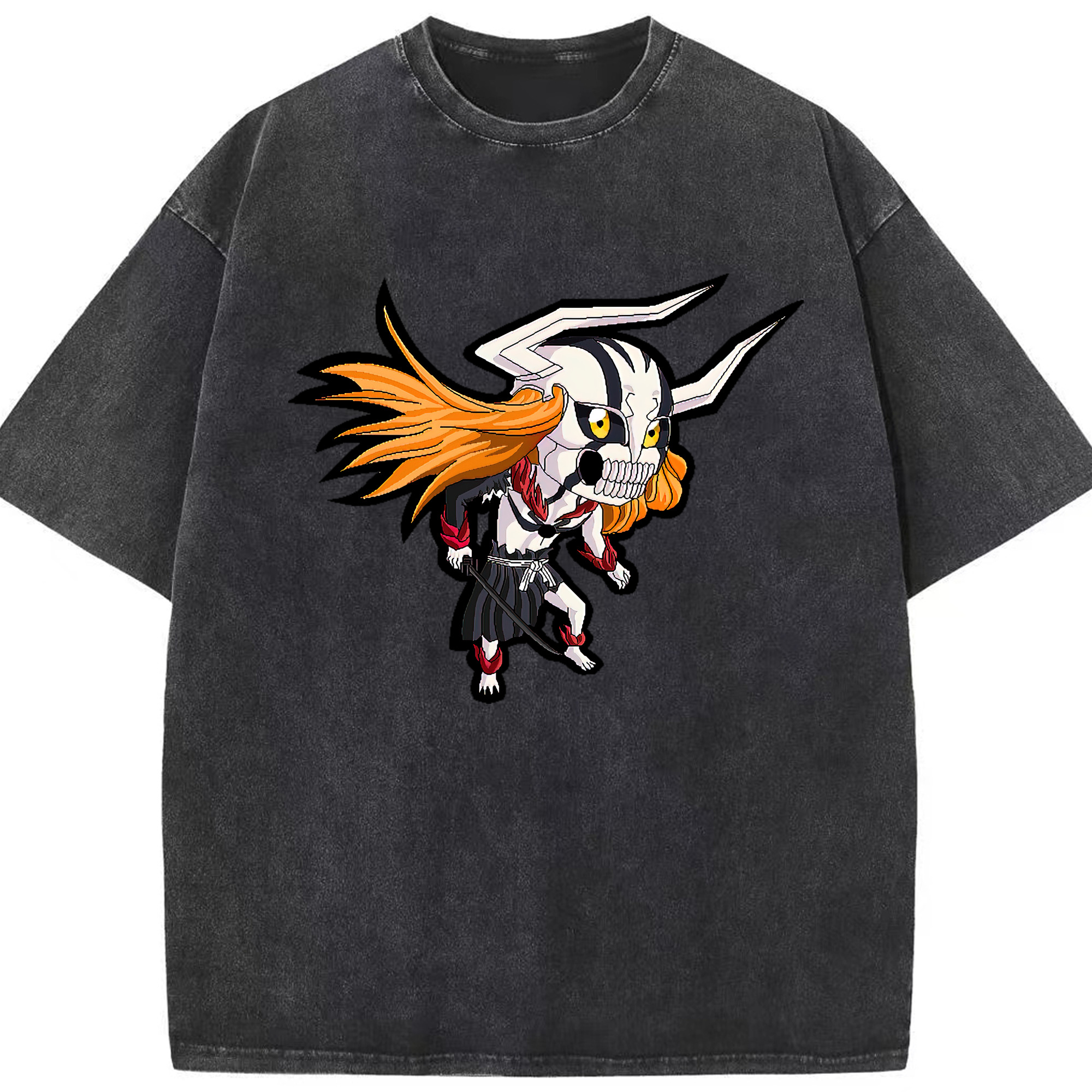 （画像用） ブリーチ 黒崎一護（くろさき いちご）BLEACH Kurosaki Ichigo 綿100% ヴィンテージ風 半袖Tシャツ（フロントプリント）