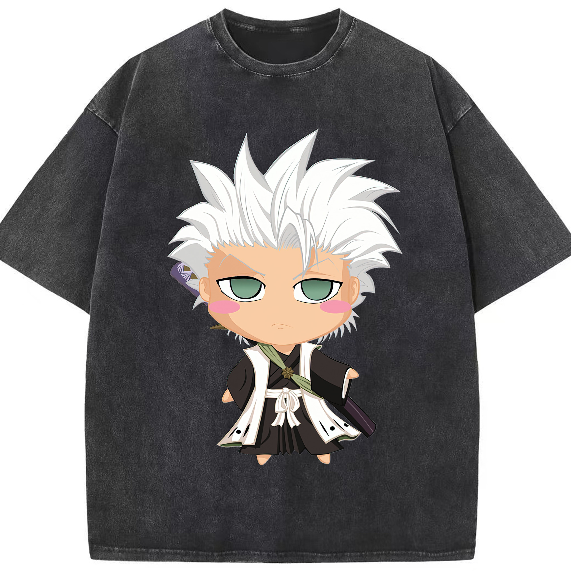 （画像用） ブリーチ 日番谷冬獅郎（ひつがや とうしろう） BLEACH Hitsugaya Toushirou 綿100% ヴィンテージ風 半袖Tシャツ（フロントプリント）