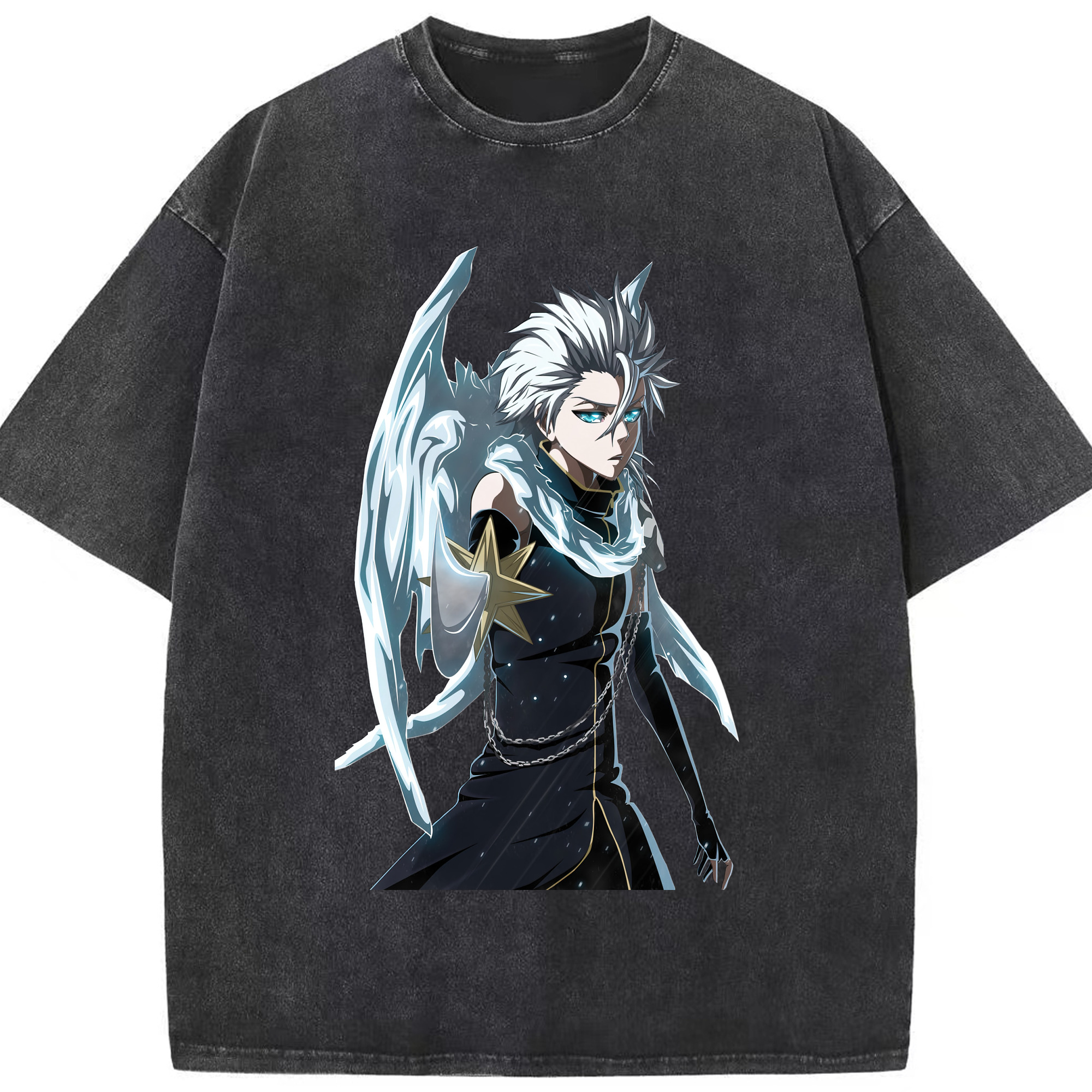 （画像用） ブリーチ 日番谷冬獅郎（ひつがや とうしろう） BLEACH Hitsugaya Toushirou 綿100% ヴィンテージ風 半袖Tシャツ（フロントプリント）