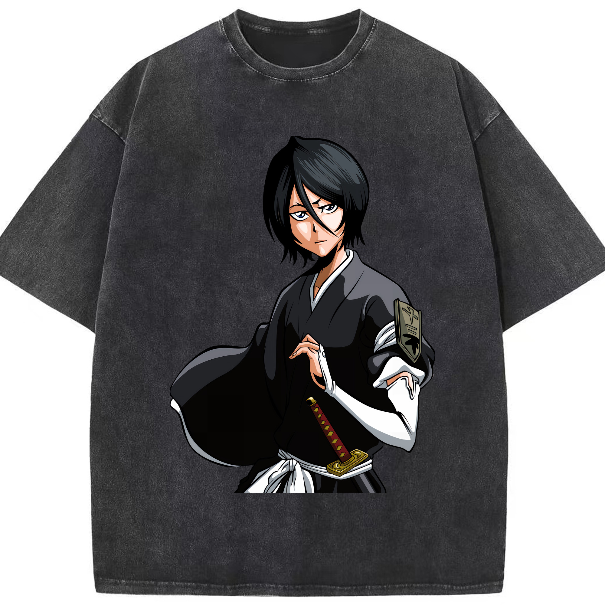 （画像用） ブリーチ 朽木ルキア BLEACH Kuchiki Rukia 綿100% ヴィンテージ風 半袖Tシャツ（フロントプリント）