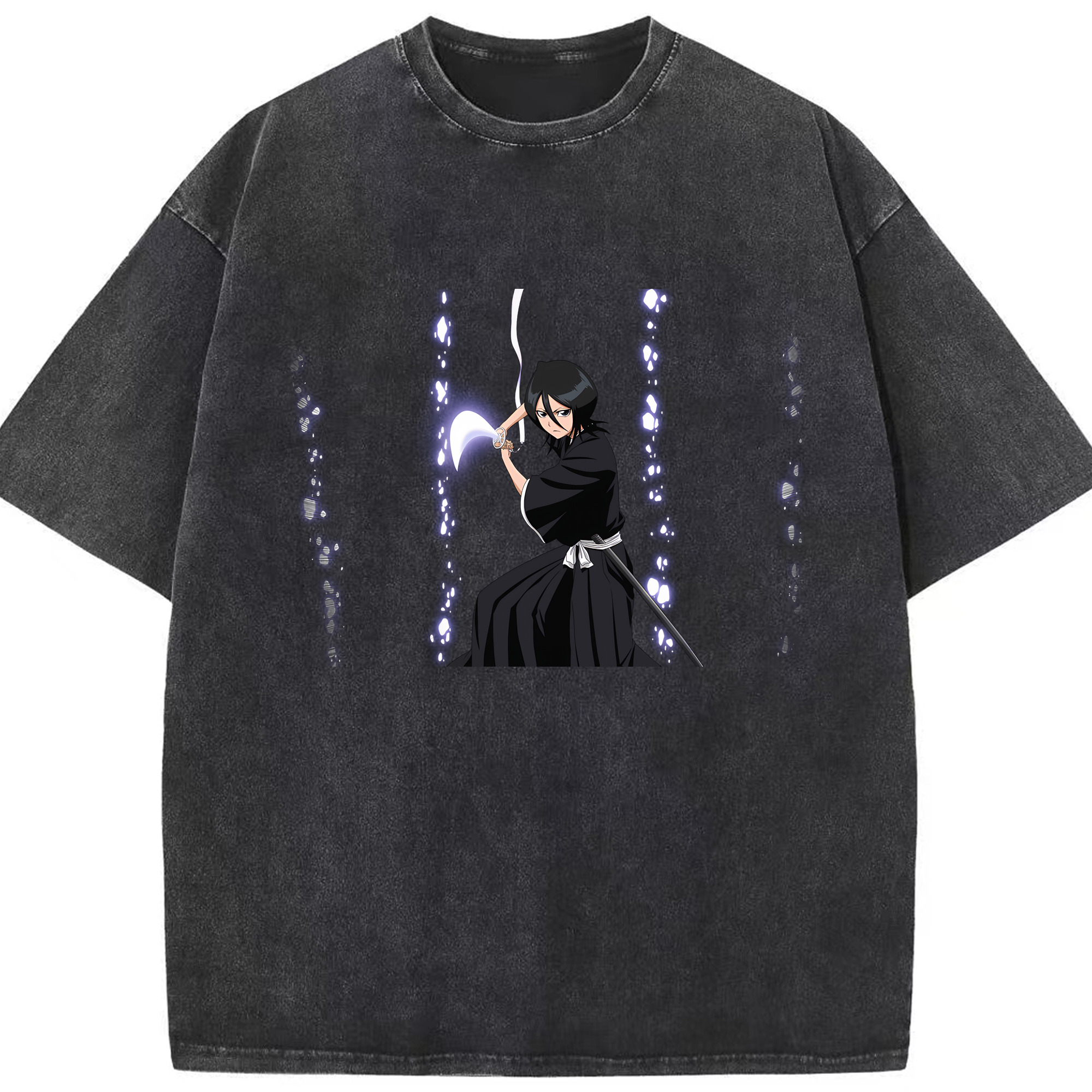 （画像用） ブリーチ 朽木ルキア BLEACH Kuchiki Rukia 綿100% ヴィンテージ風 半袖Tシャツ（フロントプリント）