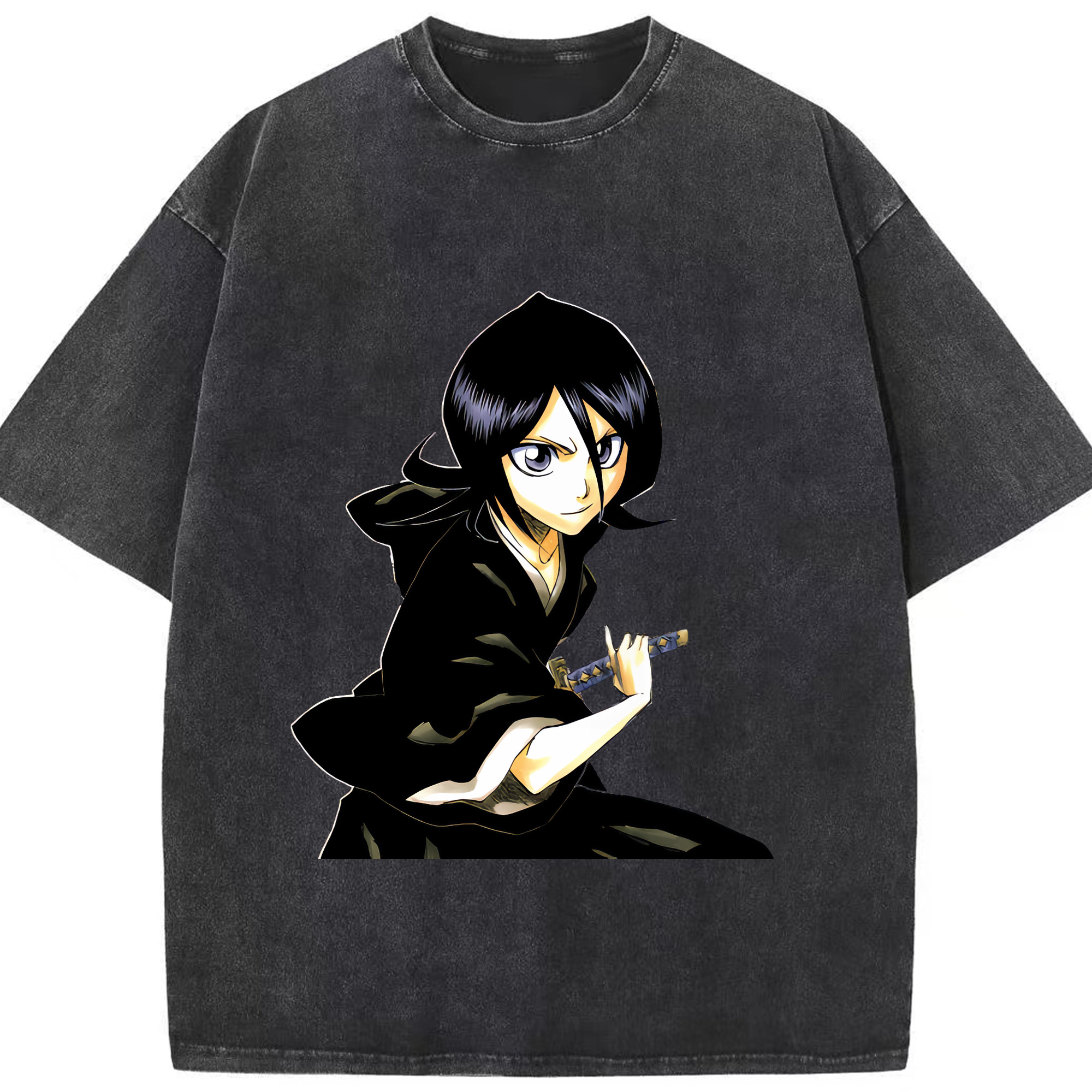（画像用） ブリーチ 朽木ルキア BLEACH Kuchiki Rukia 綿100% ヴィンテージ風 半袖Tシャツ（フロントプリント）