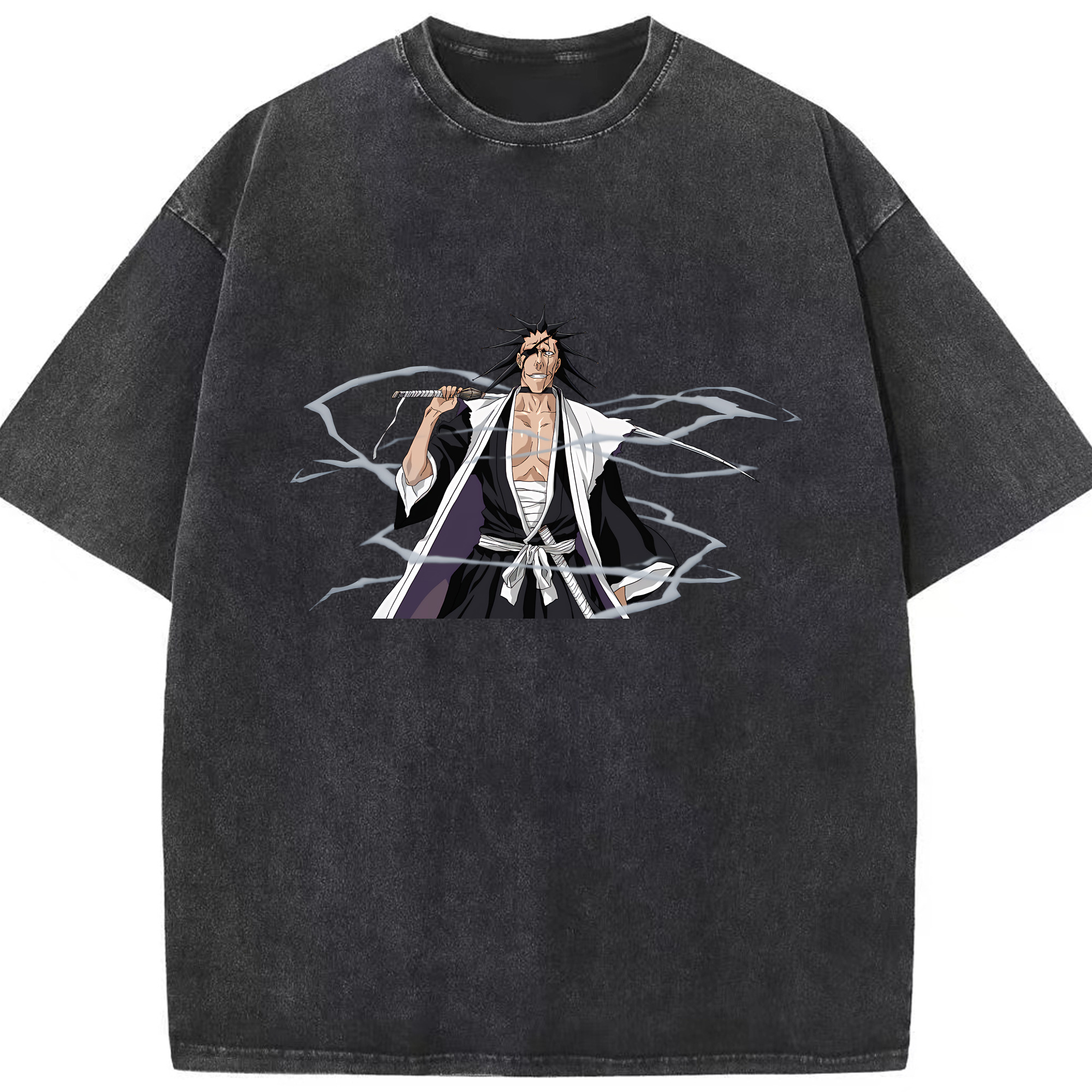 （画像用） ブリーチ ざらき けんぱち BLEACH Zaraki Kenpachi 綿100% ヴィンテージ風 半袖Tシャツ（フロントプリント）