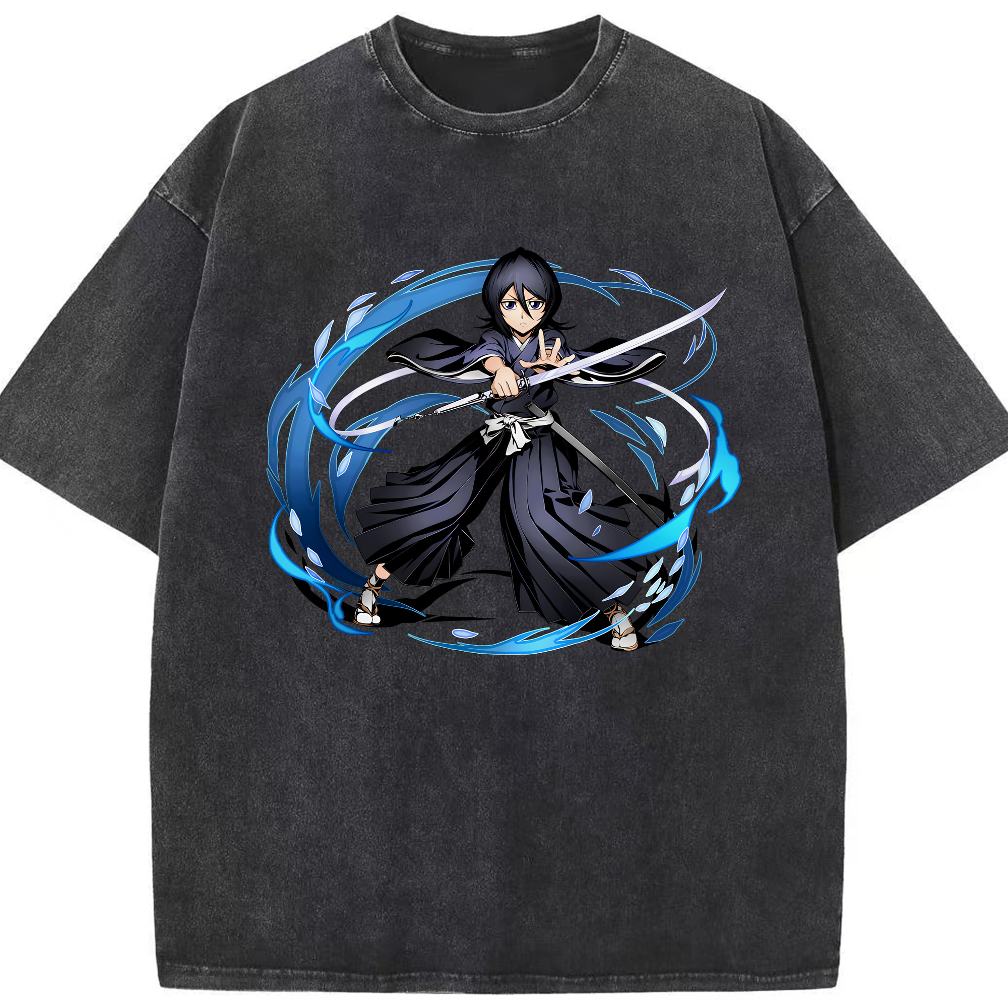 （画像用） ブリーチ 朽木ルキア BLEACH Kuchiki Rukia 綿100% ヴィンテージ風 半袖Tシャツ（フロントプリント）