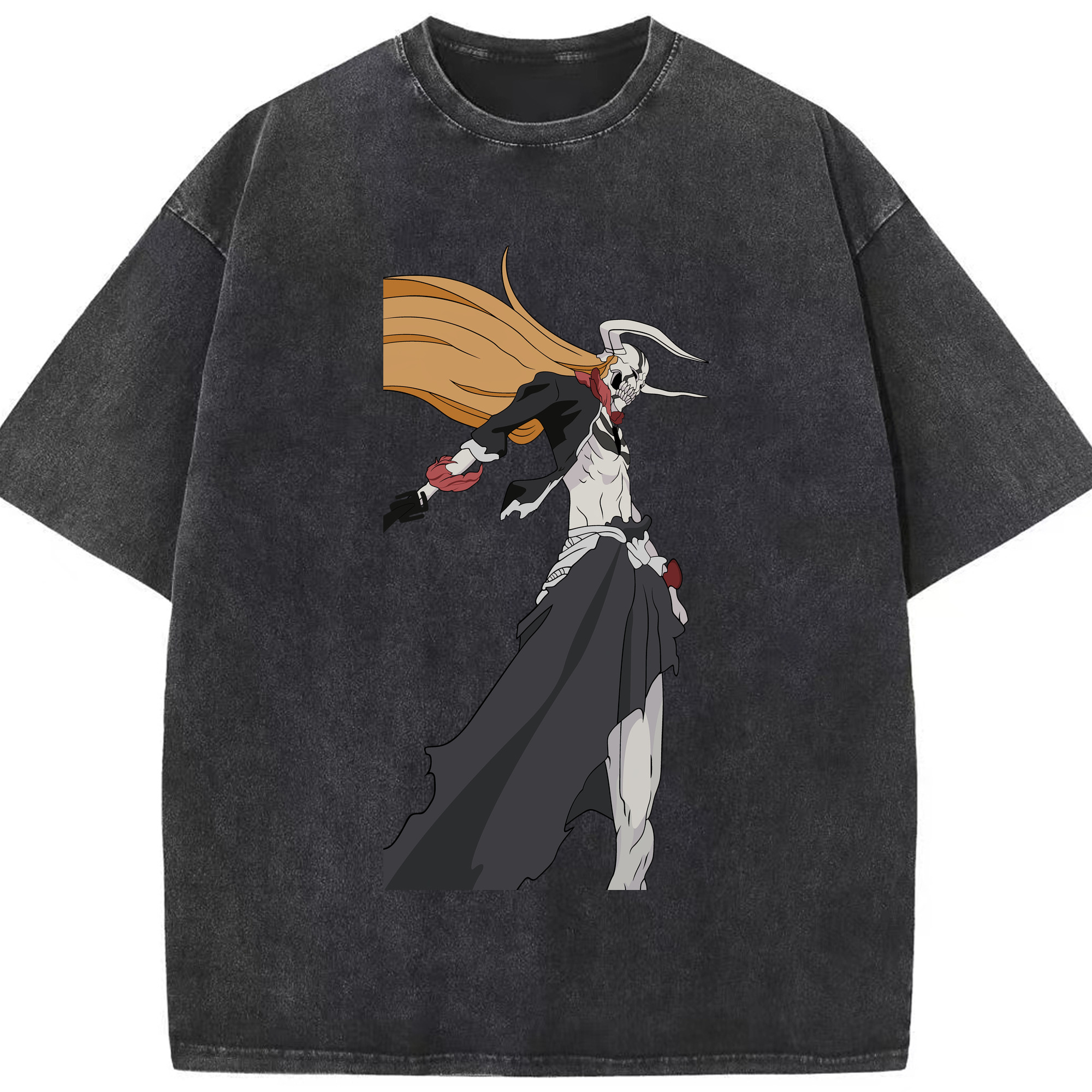 （画像用） ブリーチ 黒崎一護（くろさき いちご）BLEACH Kurosaki Ichigo 綿100% ヴィンテージ風 半袖Tシャツ（フロントプリント）