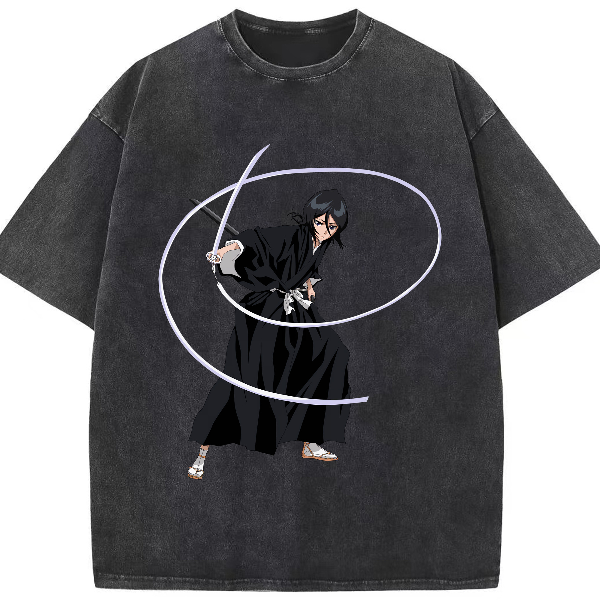 （画像用） ブリーチ 朽木ルキア BLEACH Kuchiki Rukia 綿100% ヴィンテージ風 半袖Tシャツ（フロントプリント）