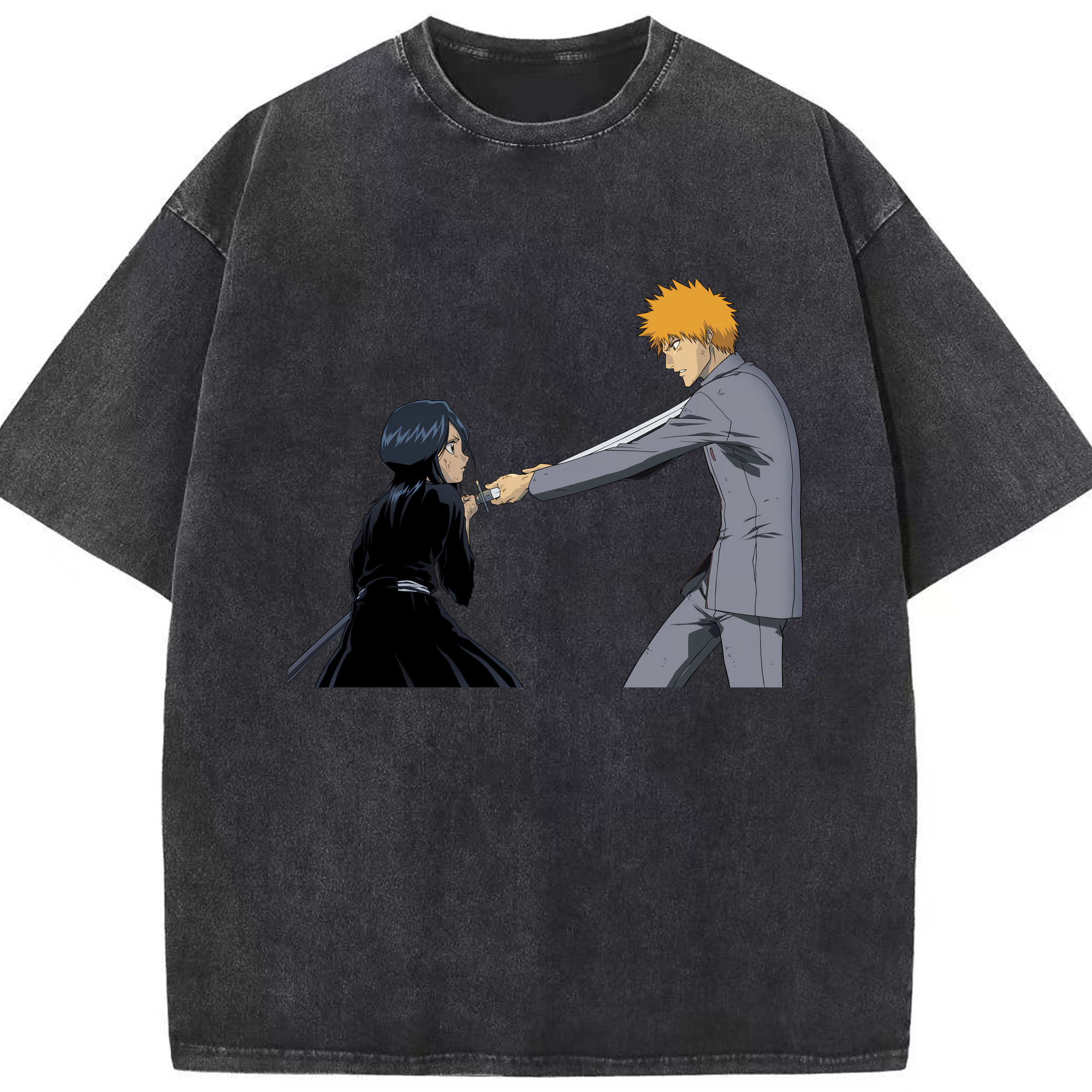 （画像用） ブリーチ 朽木ルキア BLEACH Kuchiki Rukia 綿100% ヴィンテージ風 半袖Tシャツ（フロントプリント）