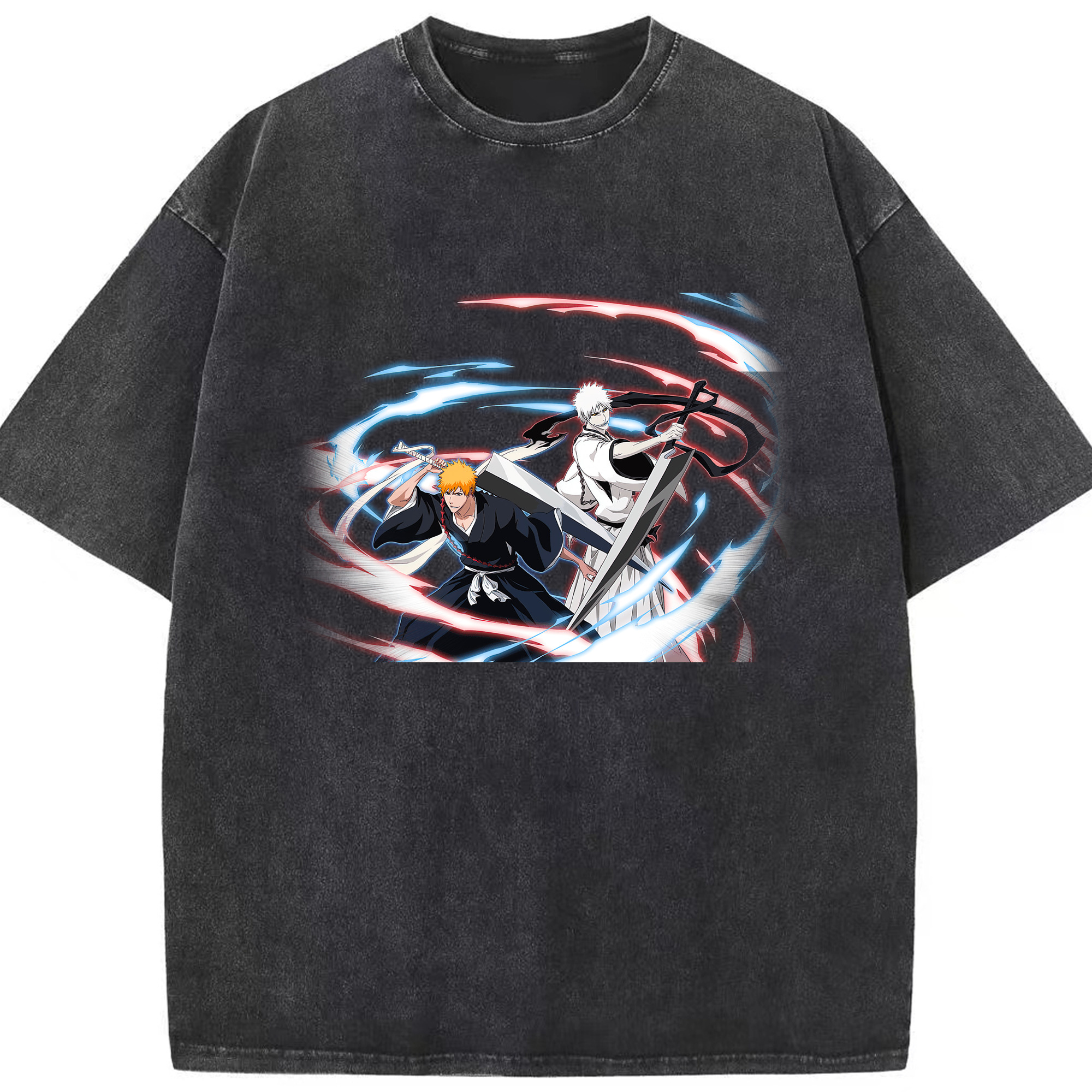（画像用） ブリーチ 黒崎一護（くろさき いちご）BLEACH Kurosaki Ichigo 綿100% ヴィンテージ風 半袖Tシャツ（フロントプリント）