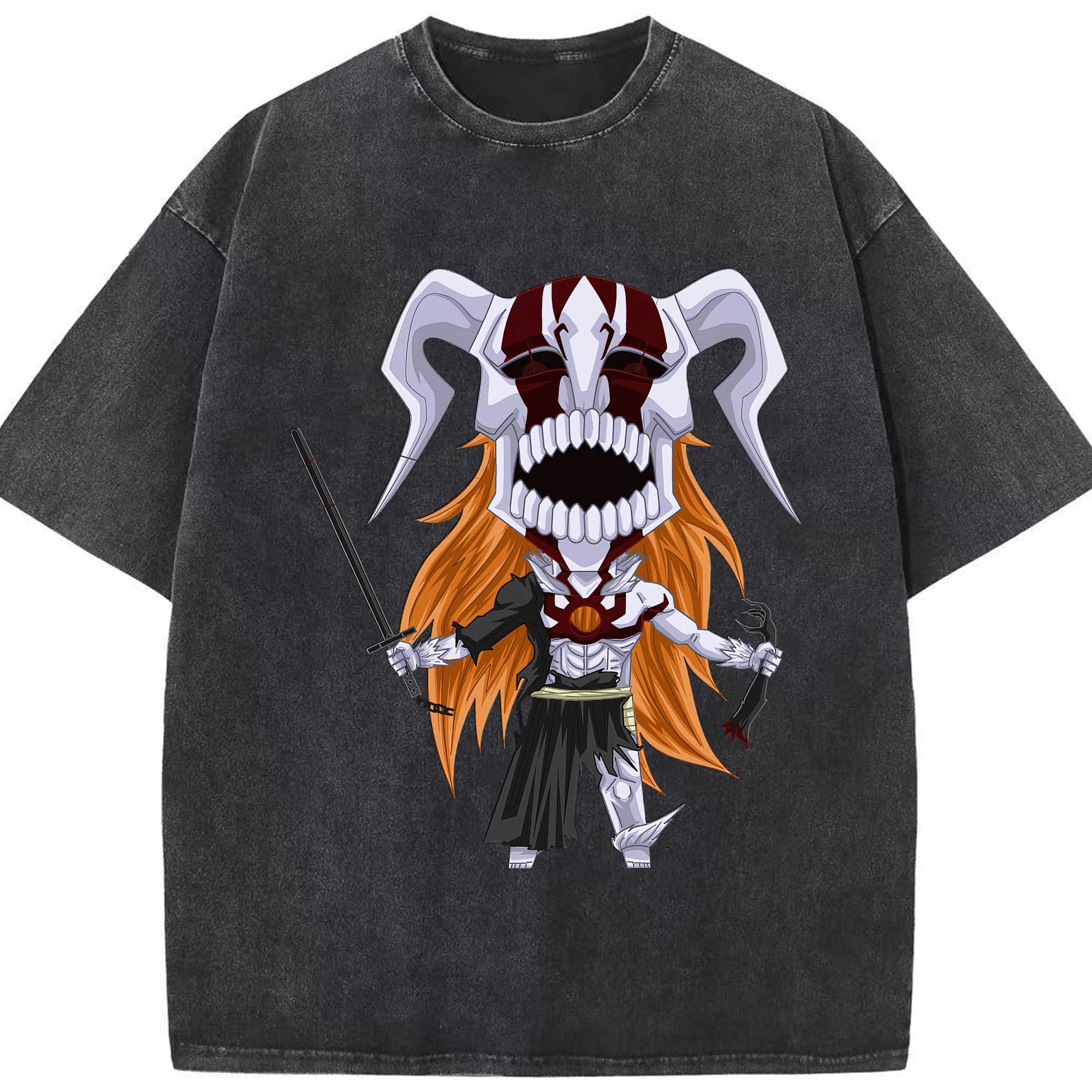 （画像用） ブリーチ 黒崎一護（くろさき いちご）BLEACH Kurosaki Ichigo 綿100% ヴィンテージ風 半袖Tシャツ（フロントプリント）
