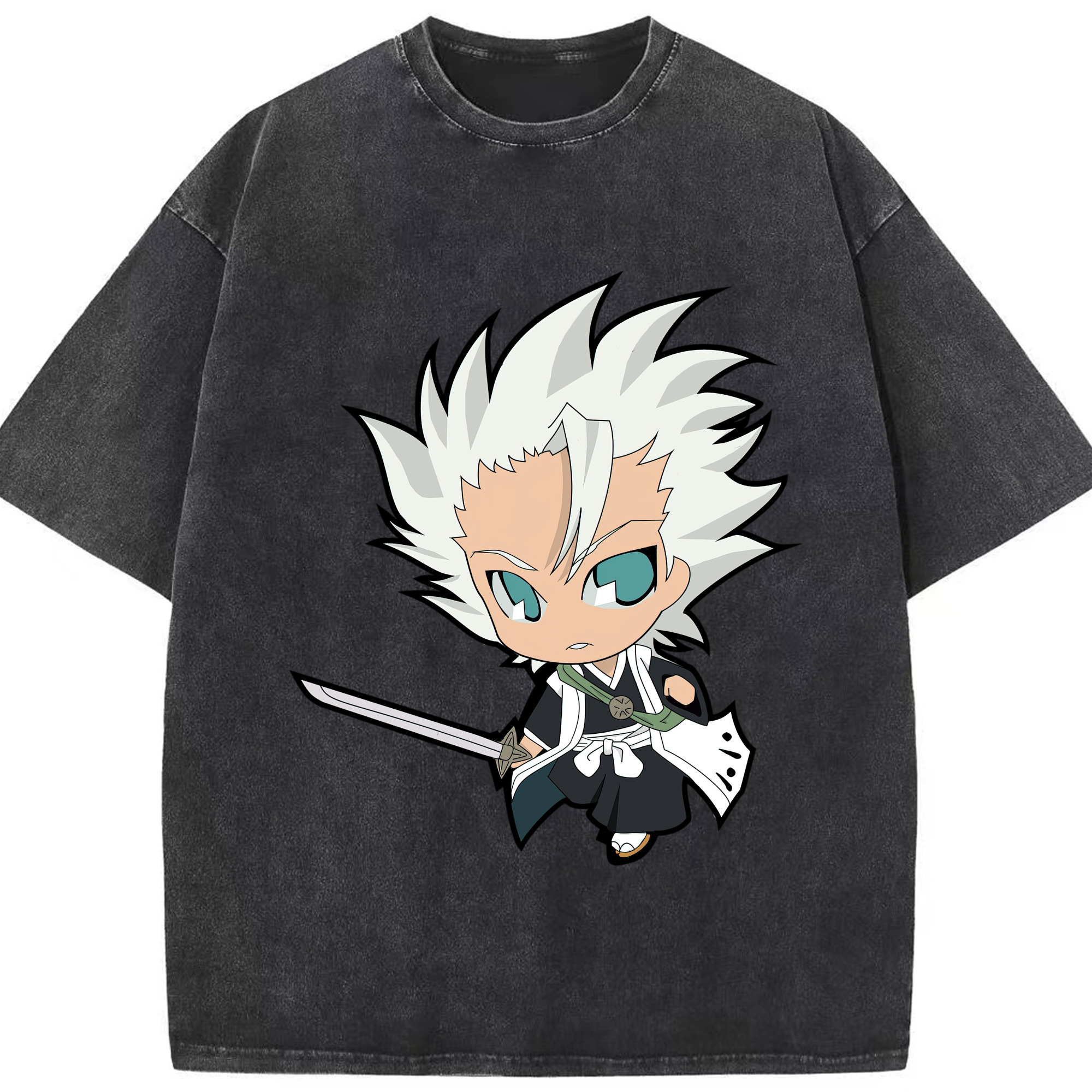 （画像用） ブリーチ 日番谷冬獅郎（ひつがや とうしろう） BLEACH Hitsugaya Toushirou 綿100% ヴィンテージ風 半袖Tシャツ（フロントプリント）