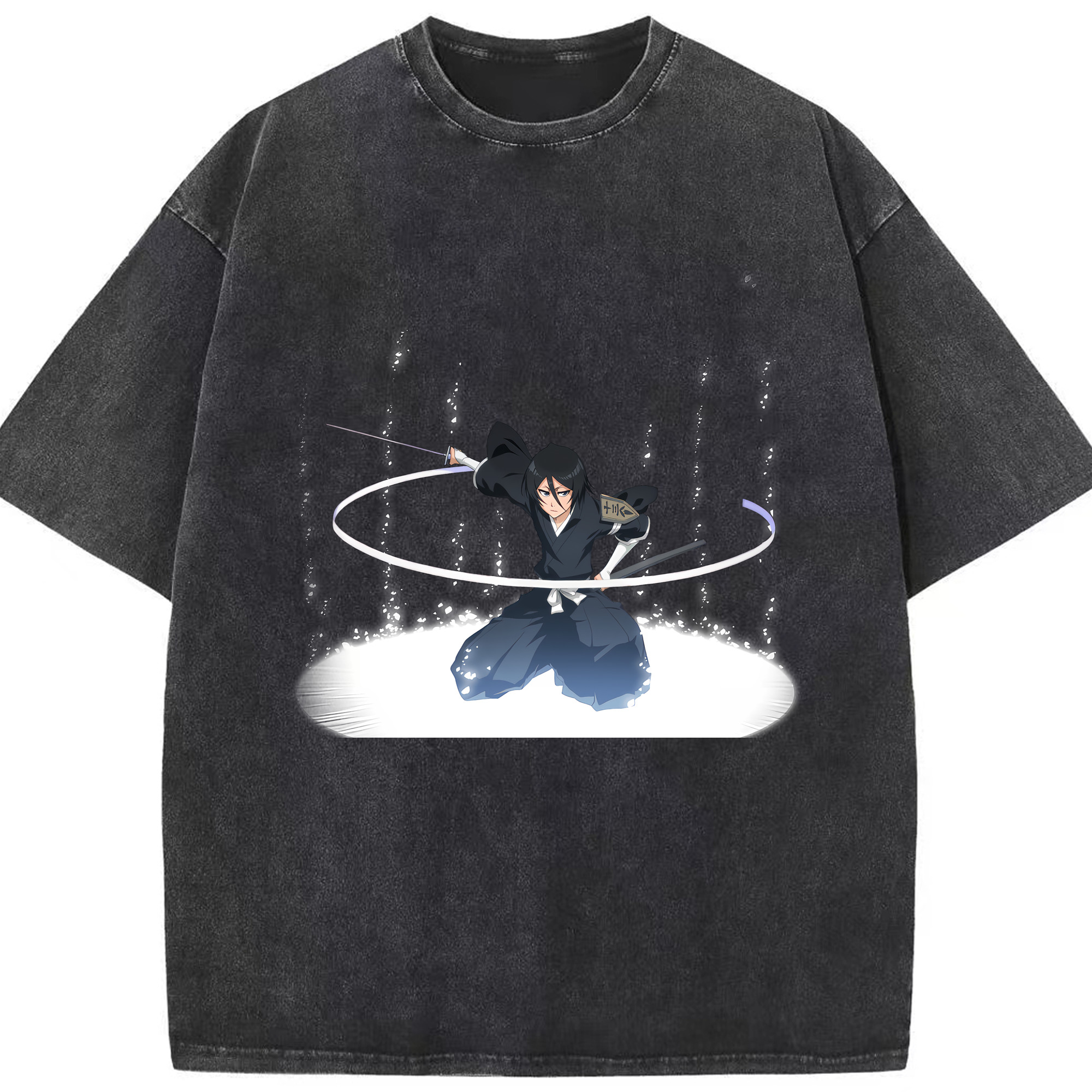 （画像用） ブリーチ 朽木ルキア BLEACH Kuchiki Rukia 綿100% ヴィンテージ風 半袖Tシャツ（フロントプリント）