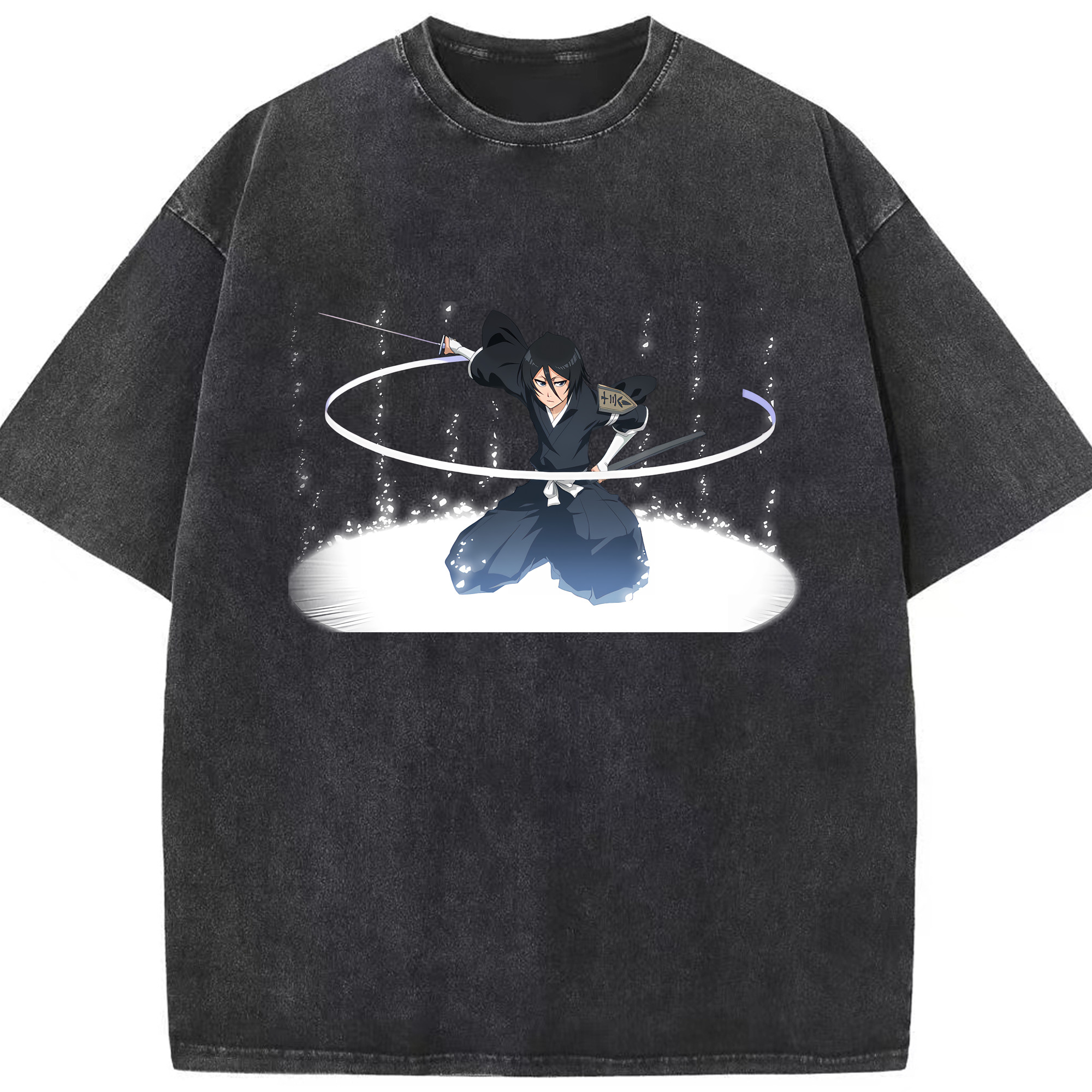 （画像用） ブリーチ 朽木ルキア BLEACH Kuchiki Rukia 綿100% ヴィンテージ風 半袖Tシャツ（フロントプリント）