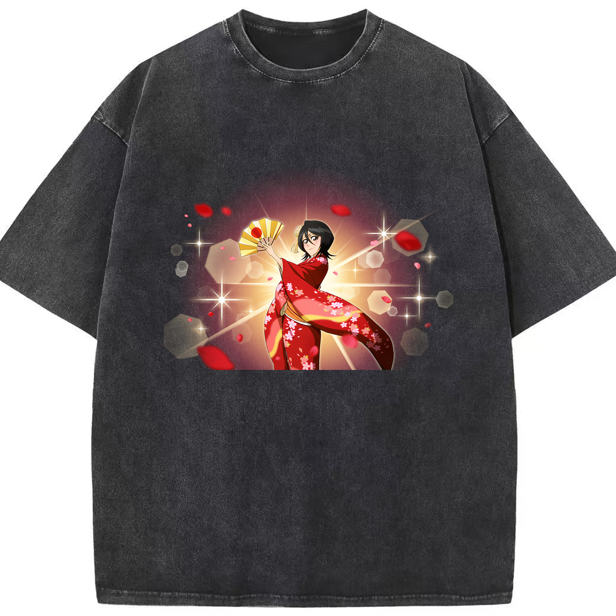 （画像用） ブリーチ 朽木ルキア BLEACH Kuchiki Rukia 綿100% ヴィンテージ風 半袖Tシャツ（フロントプリント）