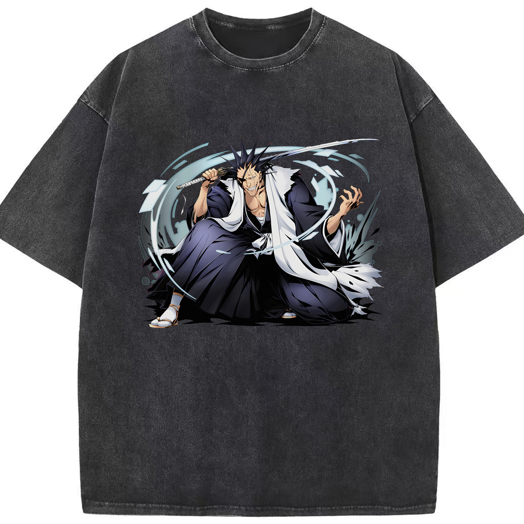 （画像用） ブリーチ ざらき けんぱち BLEACH Zaraki Kenpachi 綿100% ヴィンテージ風 半袖Tシャツ（フロントプリント）