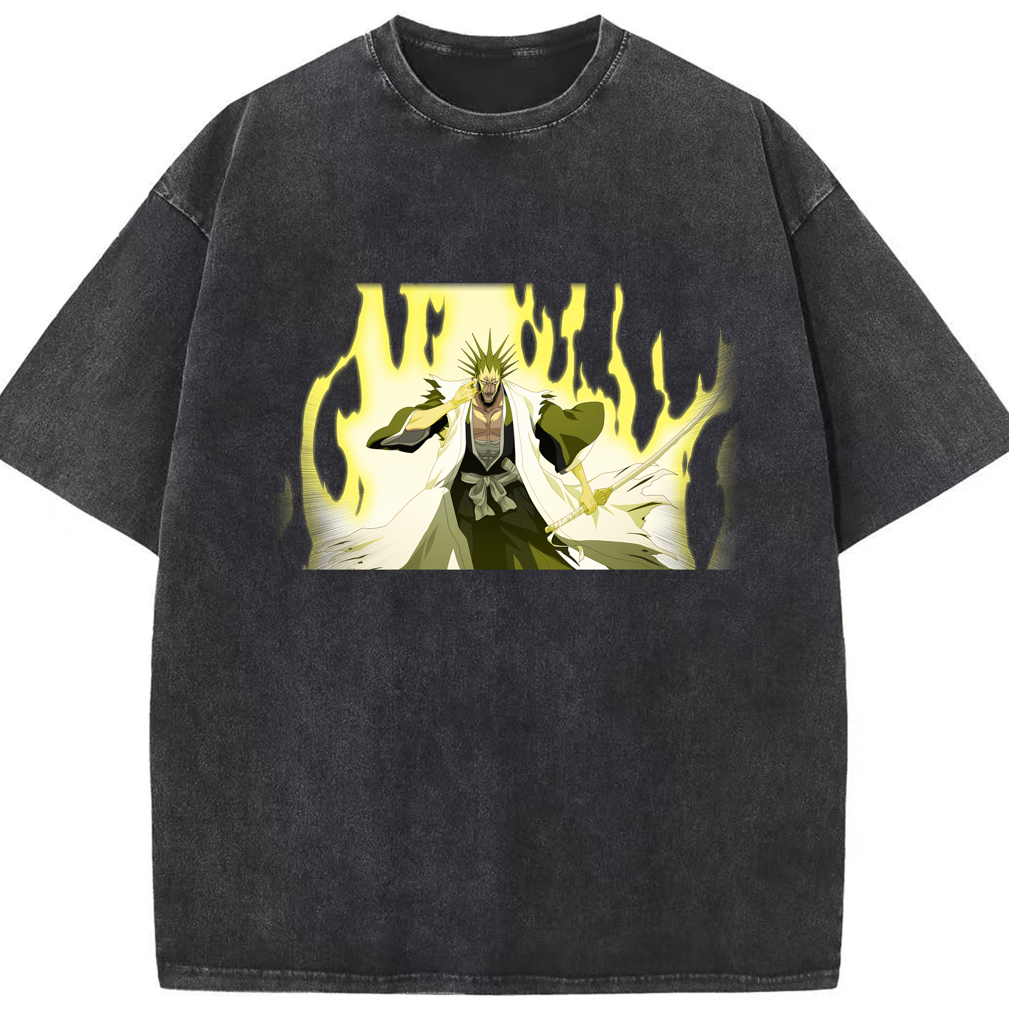 （画像用） ブリーチ ざらき けんぱち BLEACH Zaraki Kenpachi 綿100% ヴィンテージ風 半袖Tシャツ（フロントプリント）