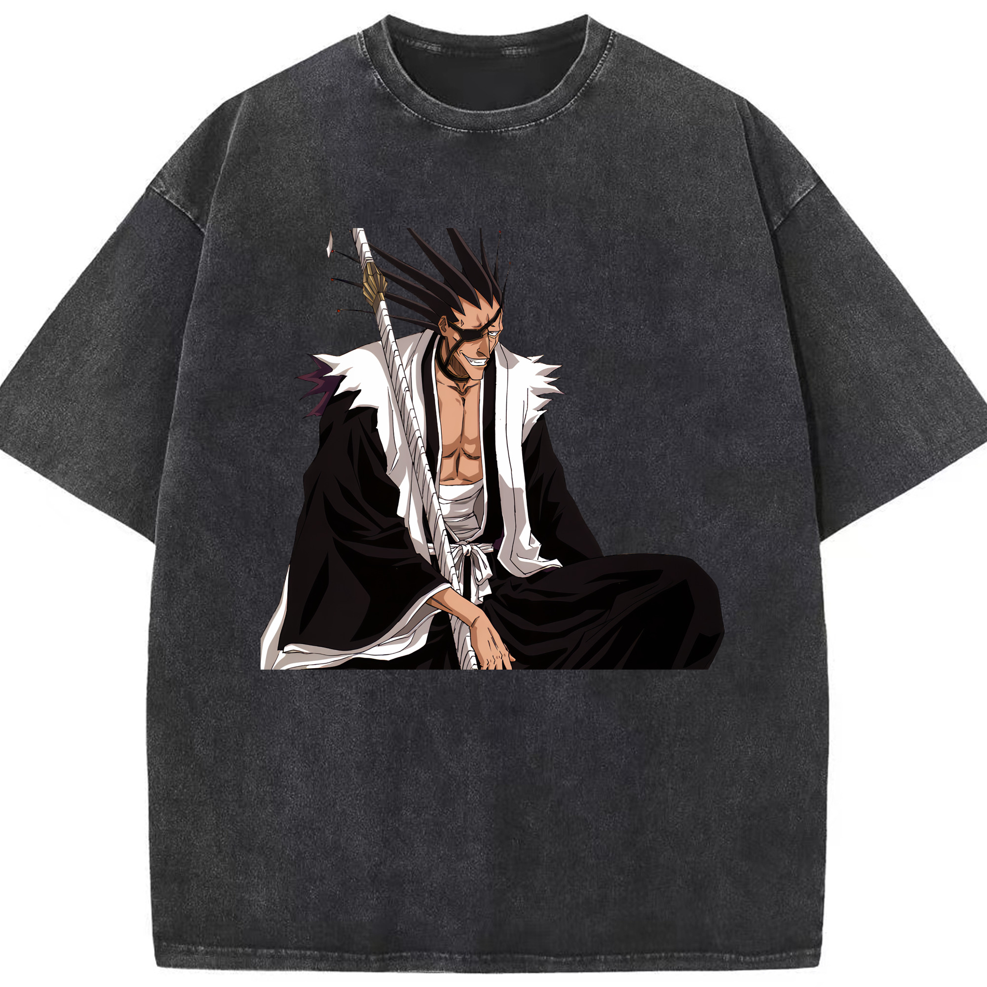 （画像用） ブリーチ ざらき けんぱち BLEACH Zaraki Kenpachi 綿100% ヴィンテージ風 半袖Tシャツ（フロントプリント）