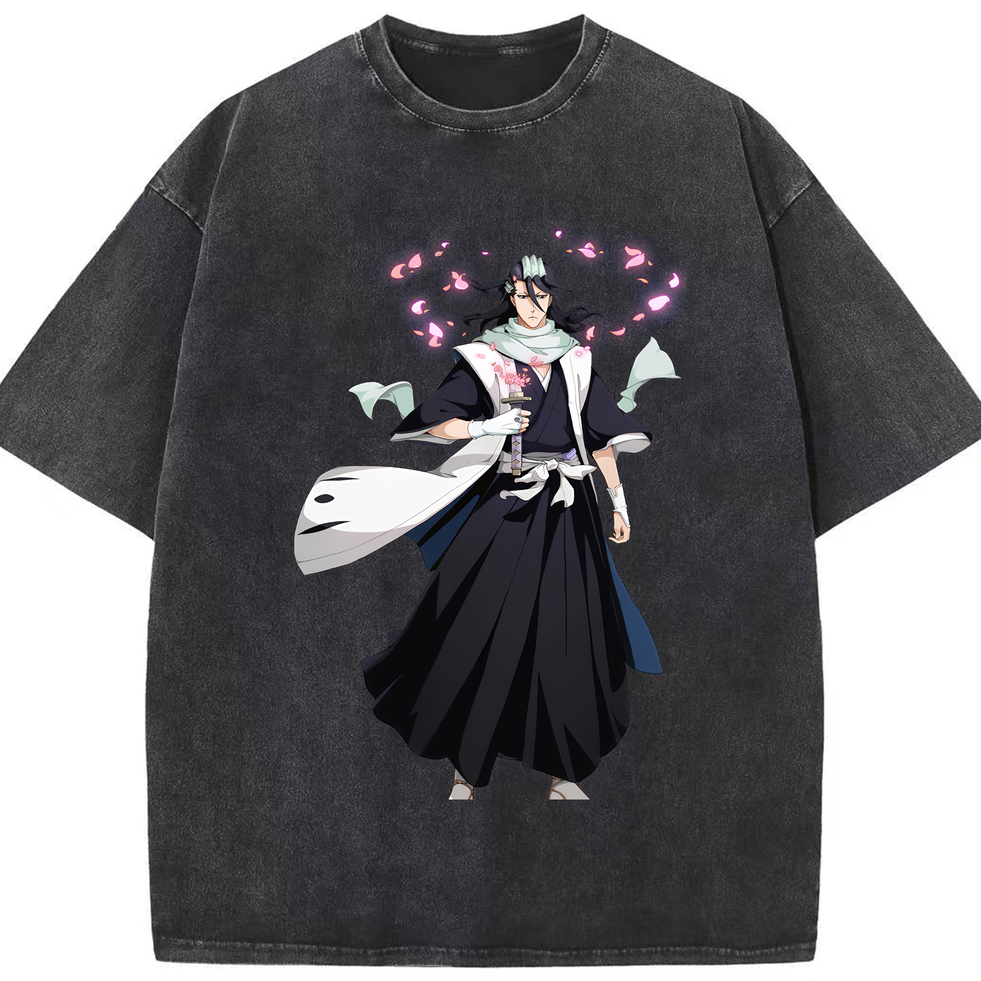 （画像用） ブリーチ くちき びゃくや BLEACH Kuchiki Byakuya 綿100% ヴィンテージ風 半袖Tシャツ（フロントプリント）