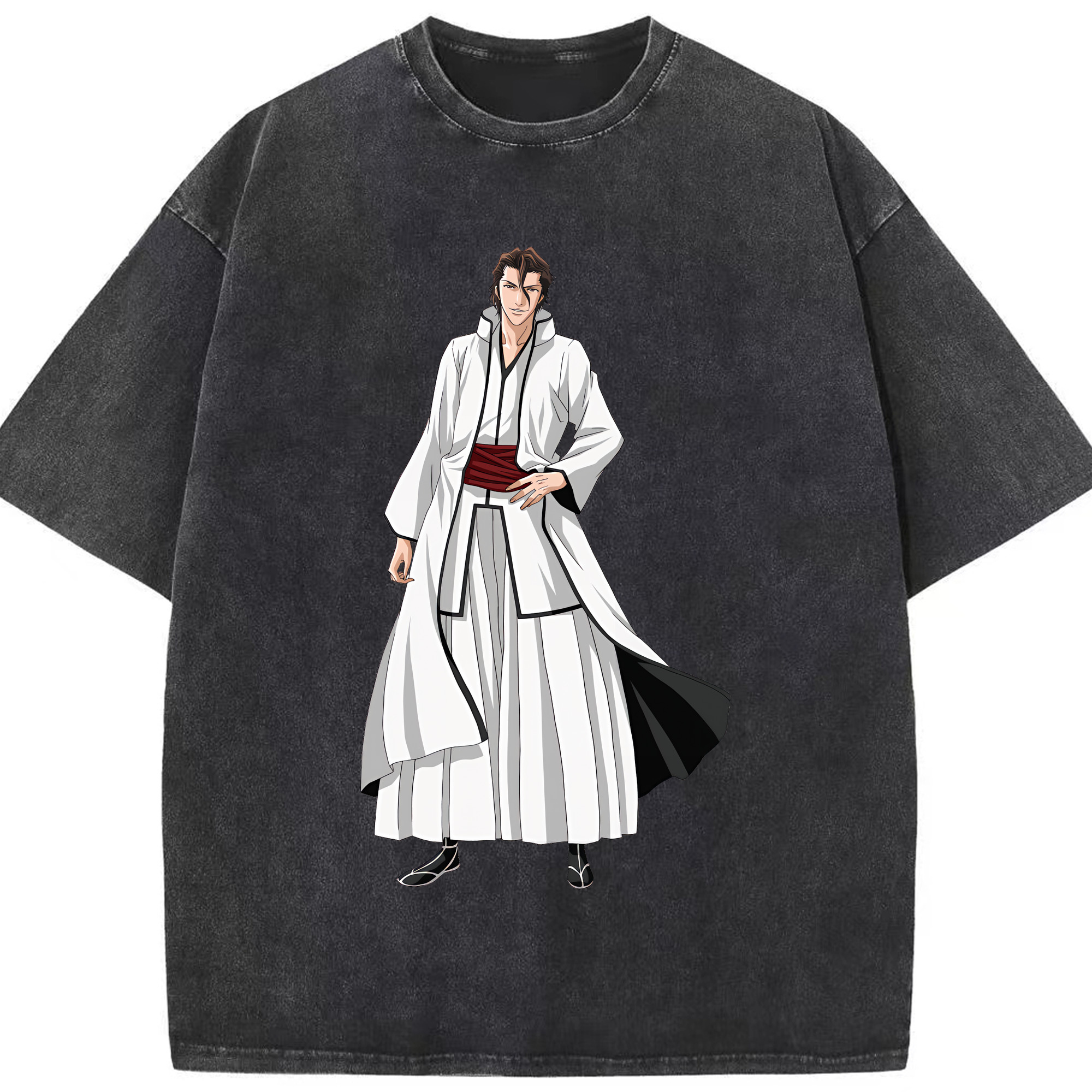 （画像用） ブリーチ 藍染 惣右介（あいぜん そうすけ） BLEACH Aizen Sousuke 綿100% ヴィンテージ風 半袖Tシャツ（フロントプリント）