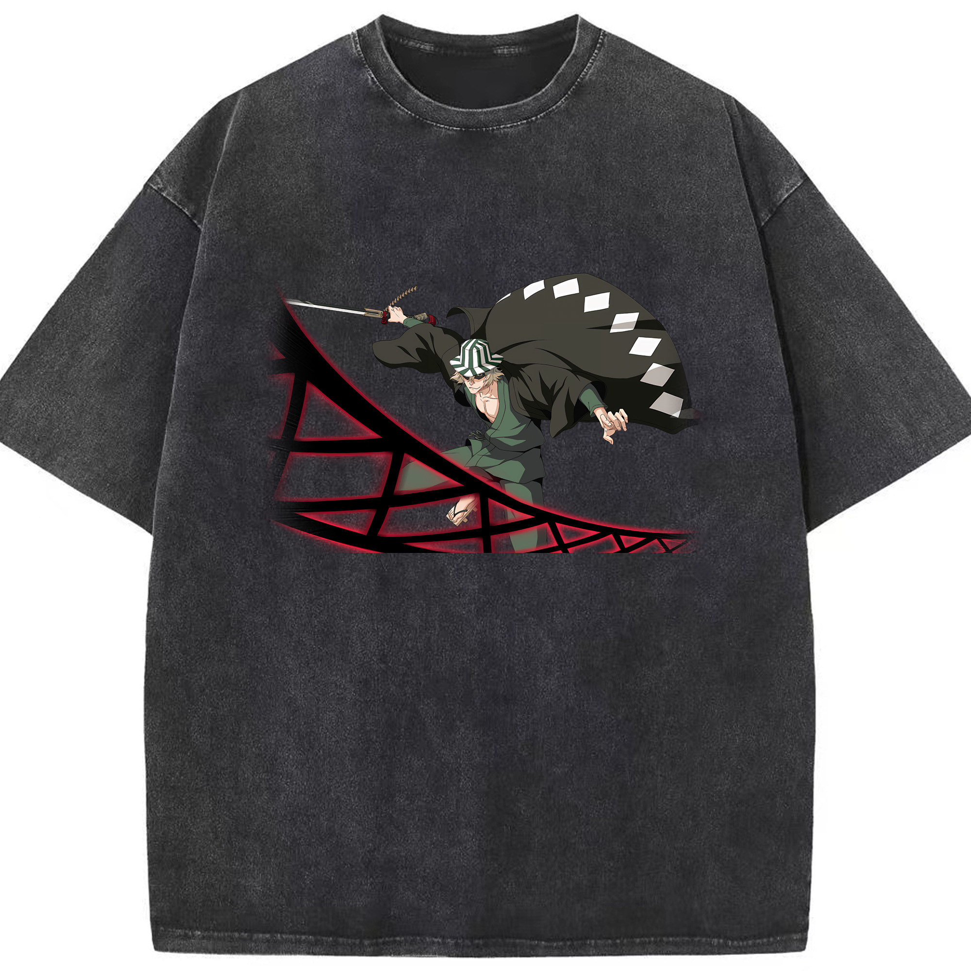 （画像用） "ブリーチ 浦原 喜助（うらはら きすけ） BLEACH Urahara Kisuke " 綿100% ヴィンテージ風 半袖Tシャツ（フロントプリント）