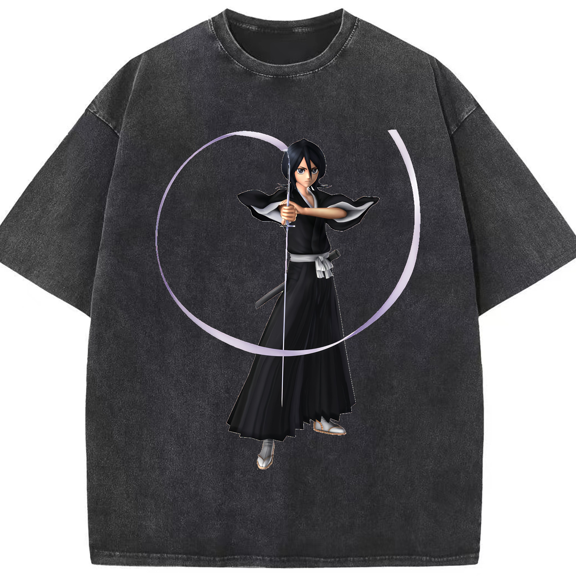 （画像用） ブリーチ 朽木ルキア BLEACH Kuchiki Rukia 綿100% ヴィンテージ風 半袖Tシャツ（フロントプリント）