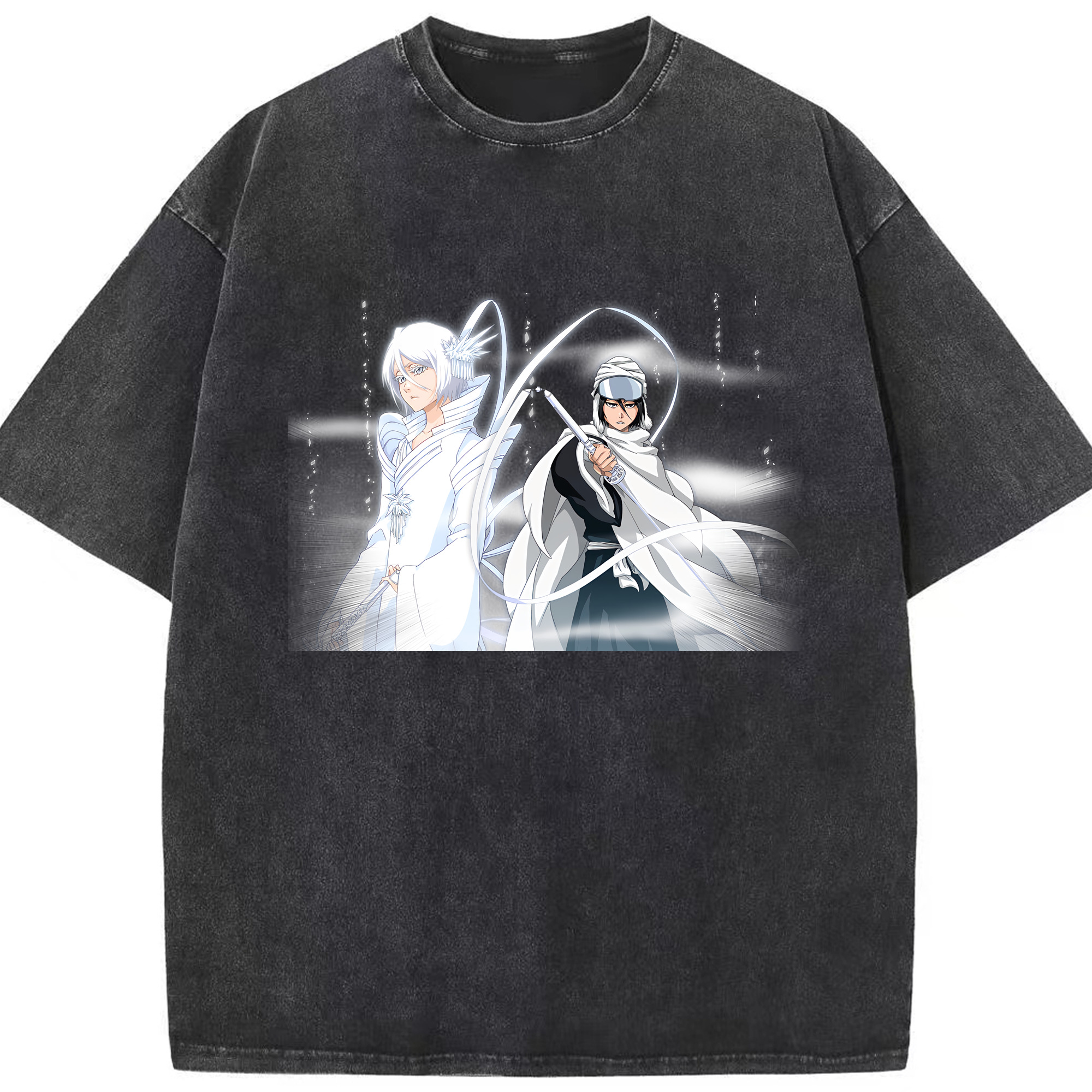 （画像用） ブリーチ 朽木ルキア BLEACH Kuchiki Rukia 綿100% ヴィンテージ風 半袖Tシャツ（フロントプリント）