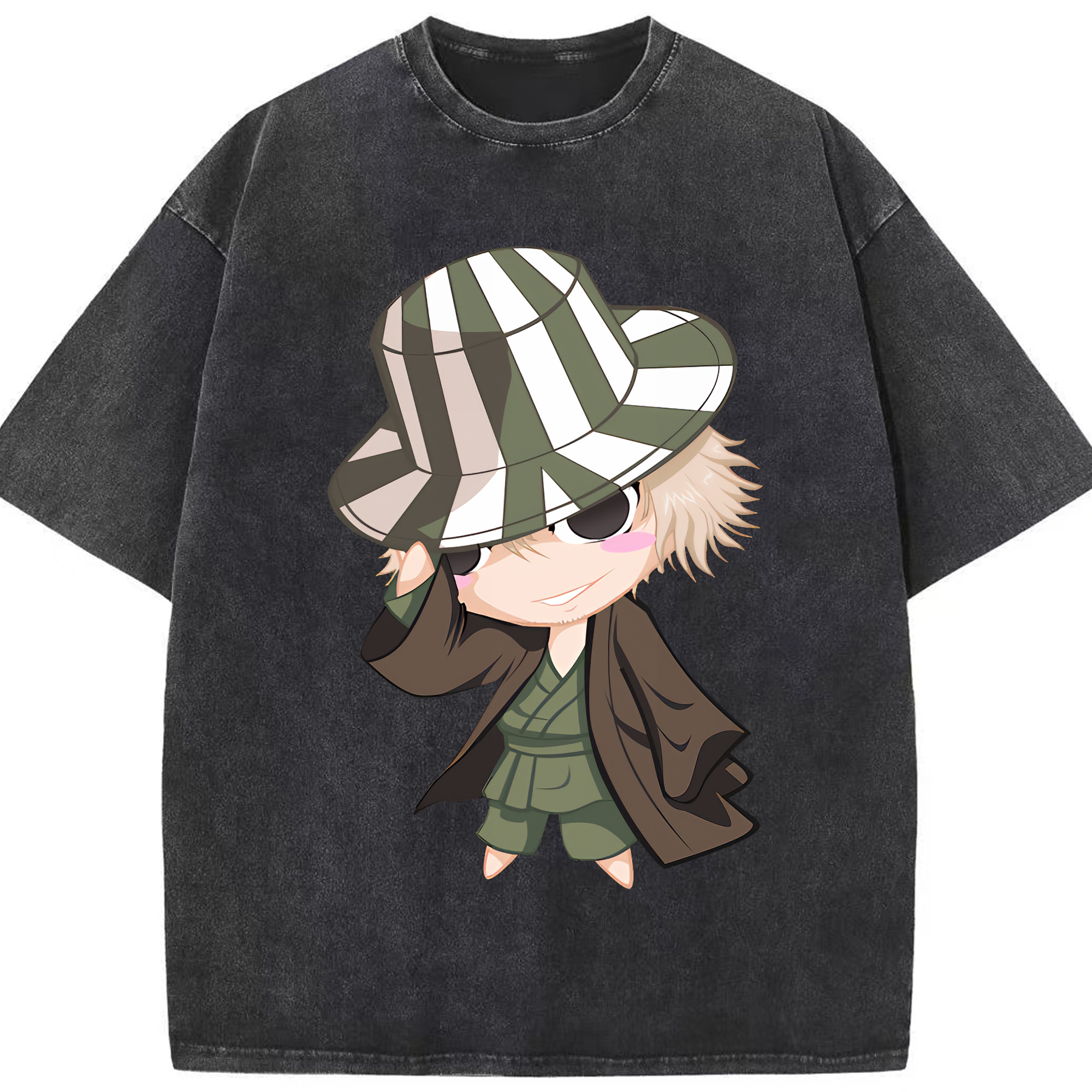 （画像用） "ブリーチ 浦原 喜助（うらはら きすけ） BLEACH Urahara Kisuke " 綿100% ヴィンテージ風 半袖Tシャツ（フロントプリント）