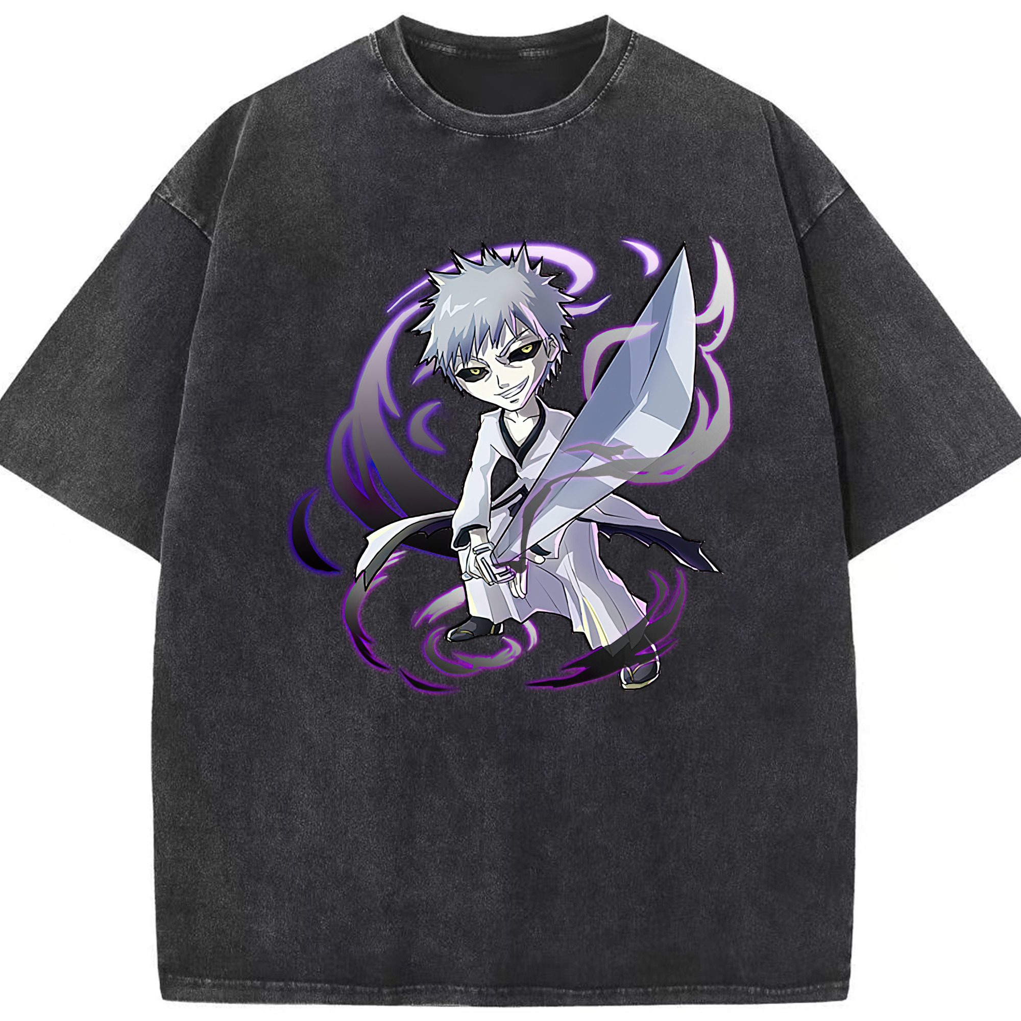 （画像用） ブリーチ 黒崎一護（くろさき いちご）BLEACH Kurosaki Ichigo 綿100% ヴィンテージ風 半袖Tシャツ（フロントプリント）
