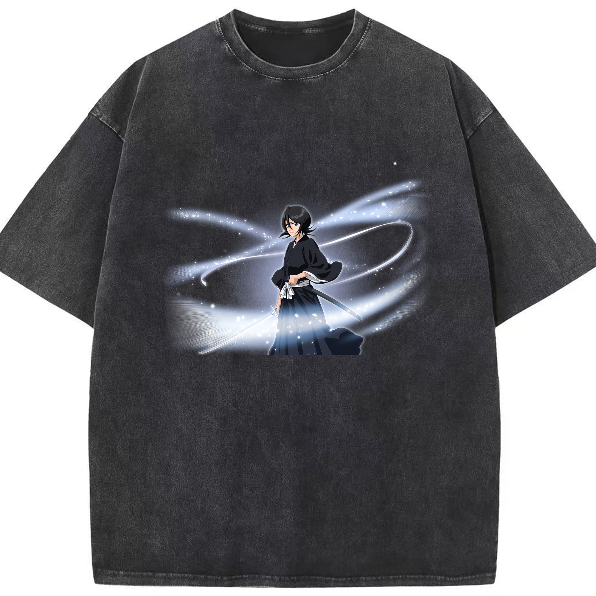 （画像用） ブリーチ 朽木ルキア BLEACH Kuchiki Rukia 綿100% ヴィンテージ風 半袖Tシャツ（フロントプリント）