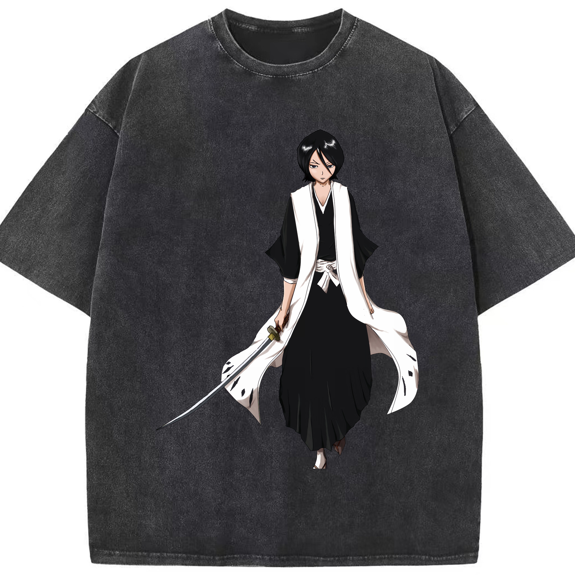 （画像用） ブリーチ 朽木ルキア BLEACH Kuchiki Rukia 綿100% ヴィンテージ風 半袖Tシャツ（フロントプリント）