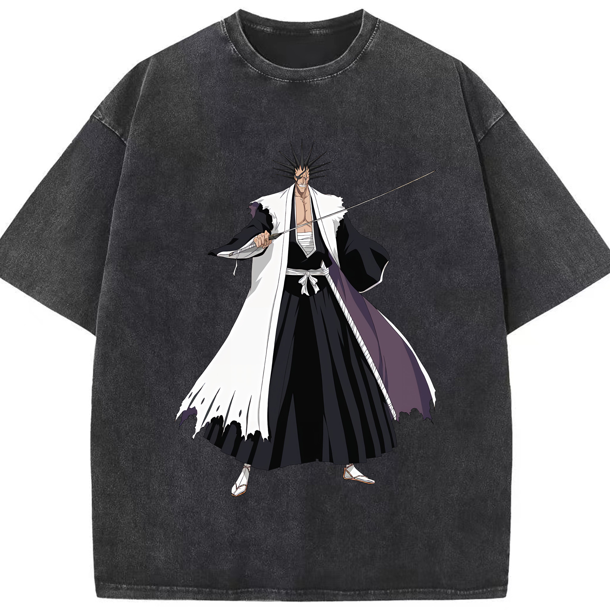 （画像用） ブリーチ ざらき けんぱち BLEACH Zaraki Kenpachi 綿100% ヴィンテージ風 半袖Tシャツ（フロントプリント）