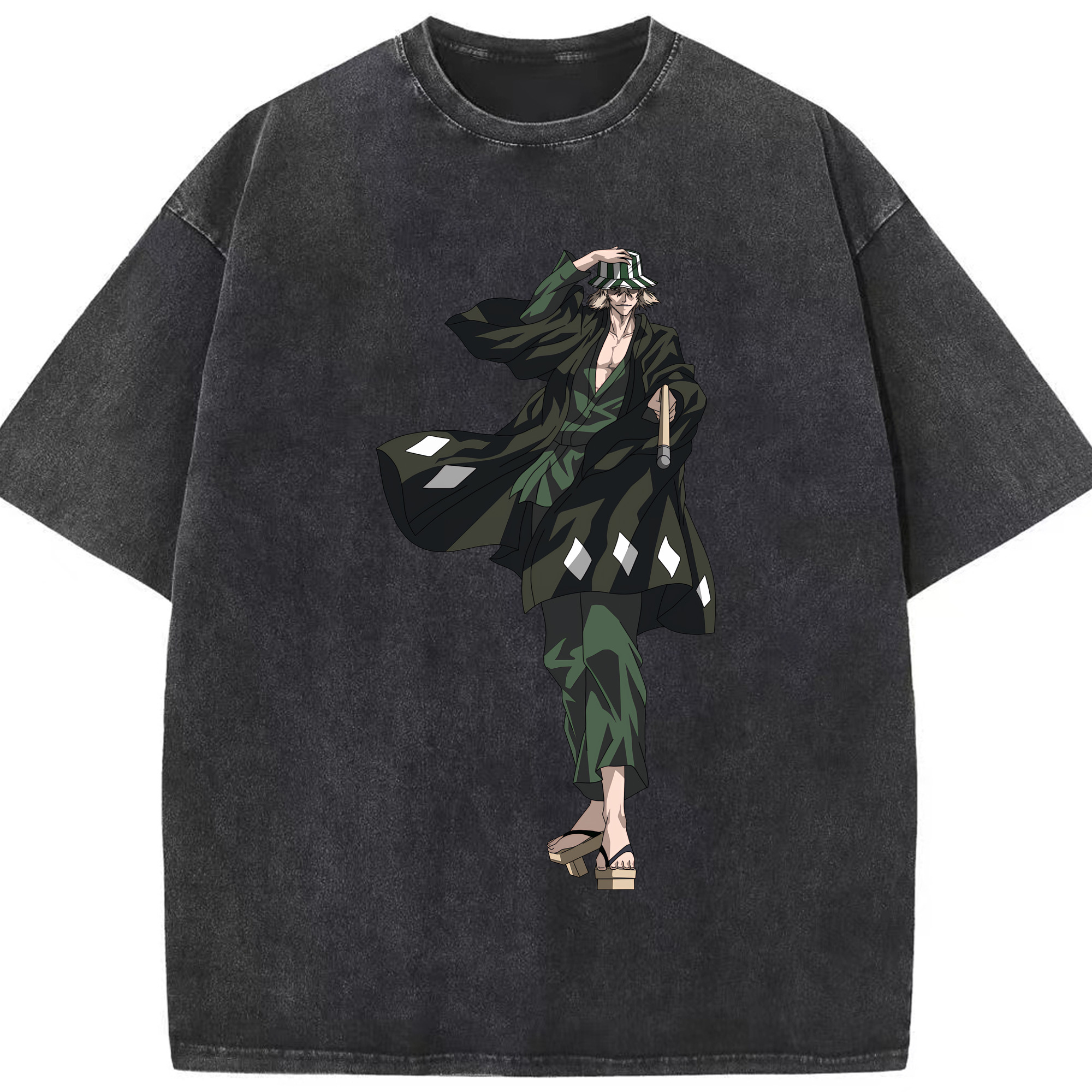 （画像用） "ブリーチ 浦原 喜助（うらはら きすけ） BLEACH Urahara Kisuke " 綿100% ヴィンテージ風 半袖Tシャツ（フロントプリント）